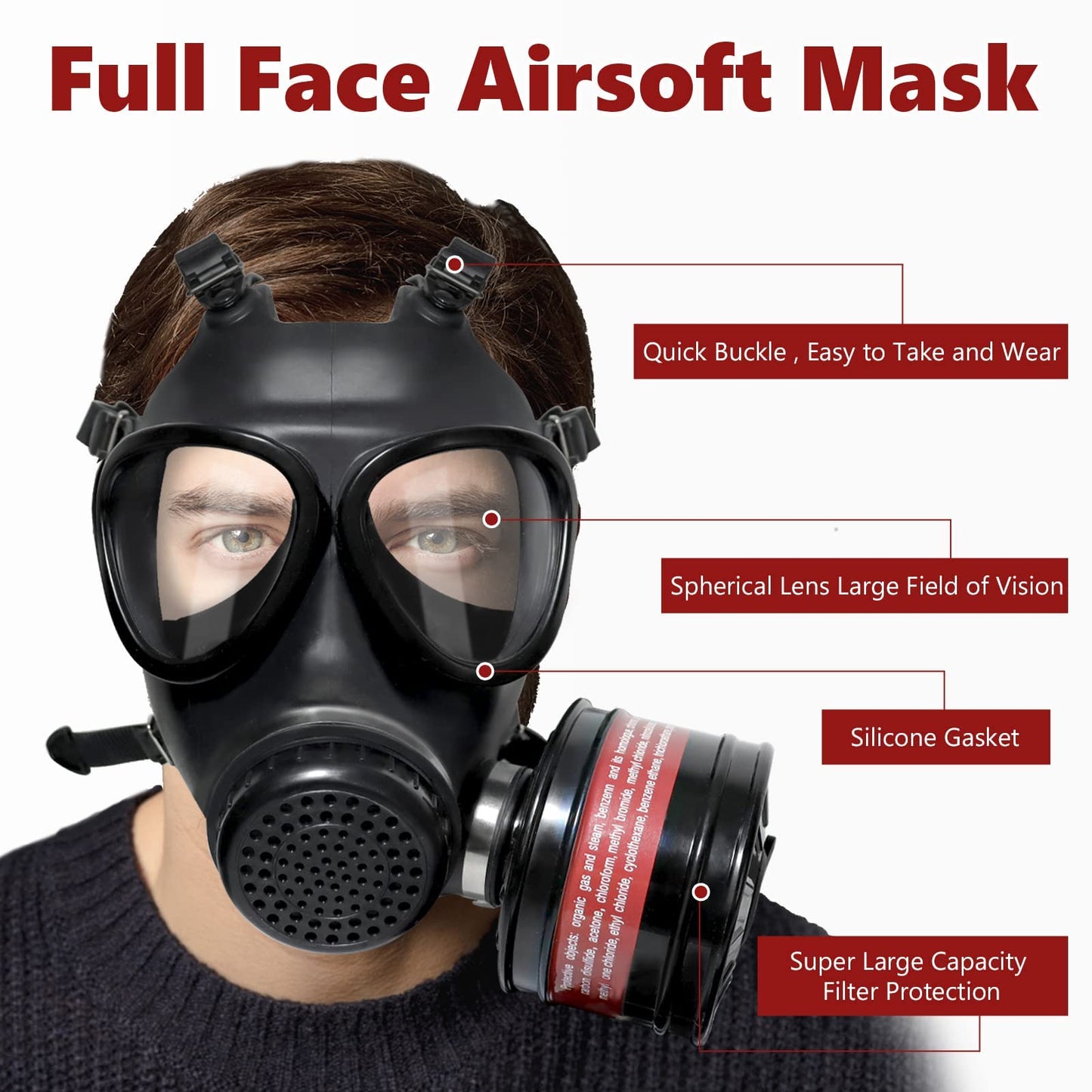 Lamanis Half Face Respirator, Reusable Chemical Respirator with 8 Pieces Cotton Filters, Drawing and Gas Goggles