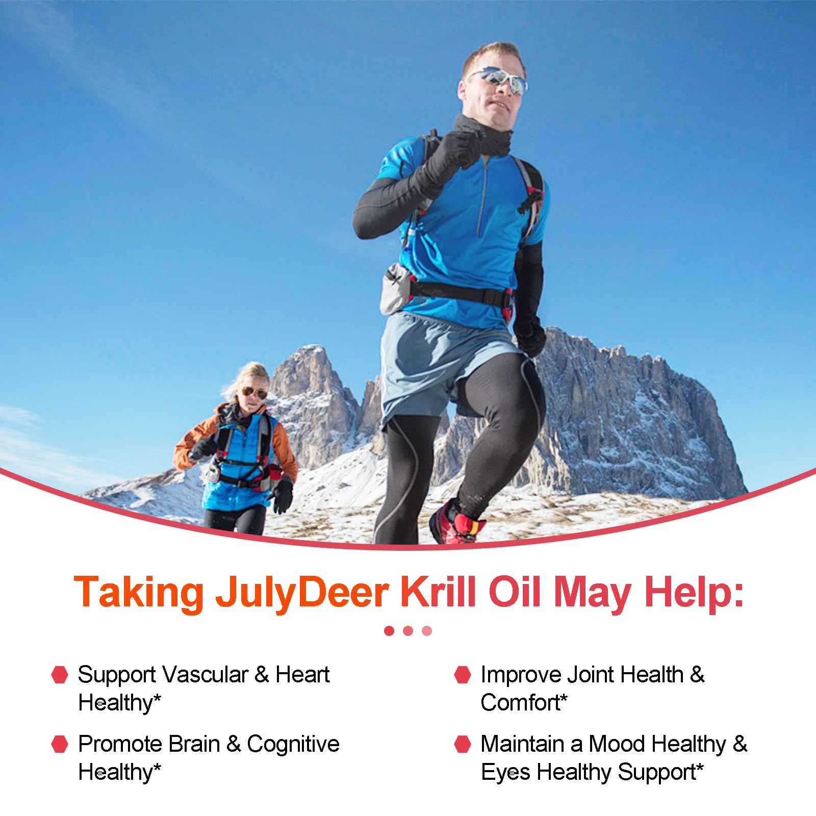 JulyDeer Krill Oil 1000 mg with Omega-3s EPA, DHA, Astaxanthin and Phospholipids 120 Softgels Supplement, Antarctic Krill No Fishy Aftertaste for Joint, Heart, Brain and Immunity - Medaid International
