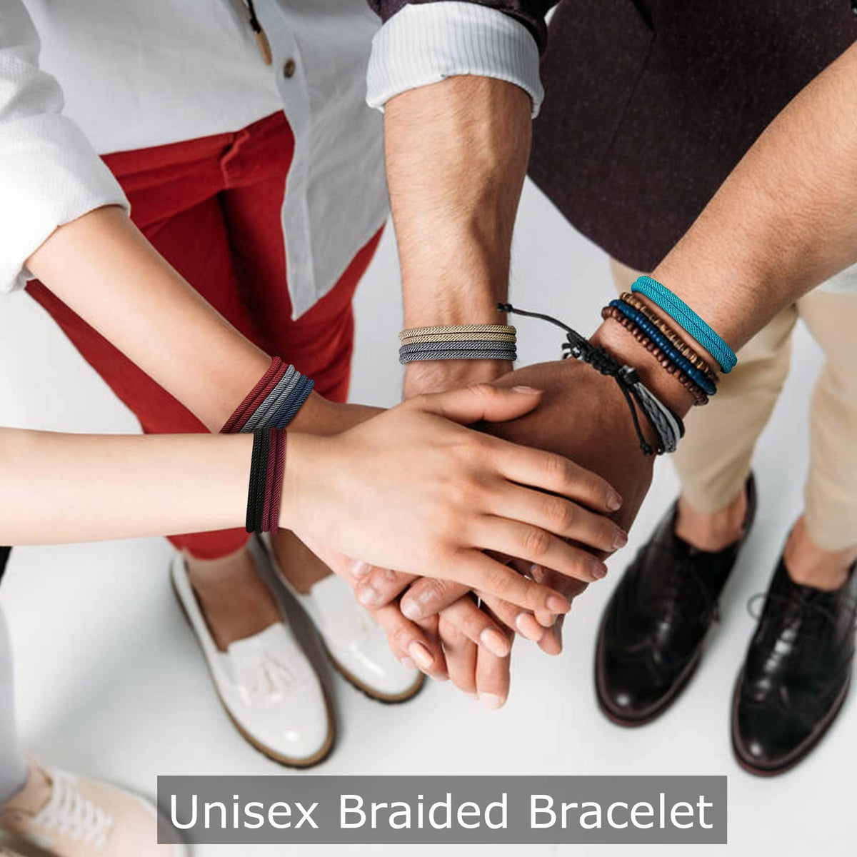 TERRIFI Nautical Braided Rope Bracelets Set, 6 Pcs Adjustable Braided Cord Bracelet, Men Women Braided Bracelets, Handmade Navy Marine String Bracelet