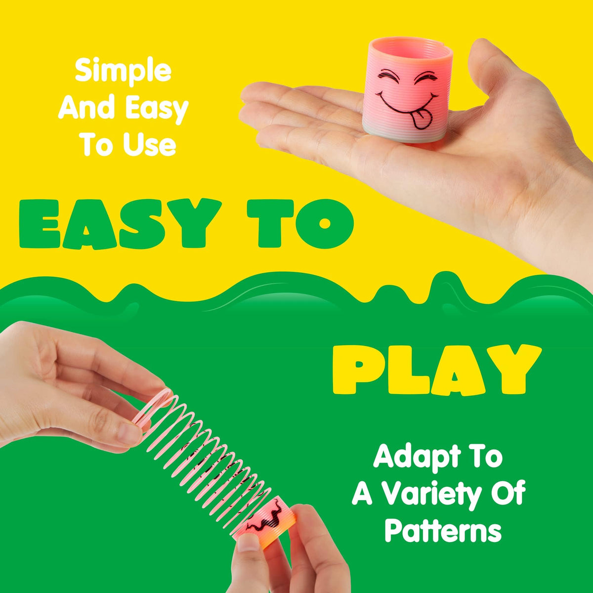 Kastwave 24 Pcs Spring Rainbow Party Favor, Mini Plastic Coil Toy, Fidget Stress Springs Bulk Toys For Carnival Prize Birthday, Goodie Bag Stuffers