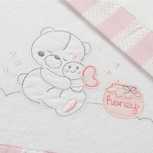 Crib Sheets Flannel Honey Bear White Pink