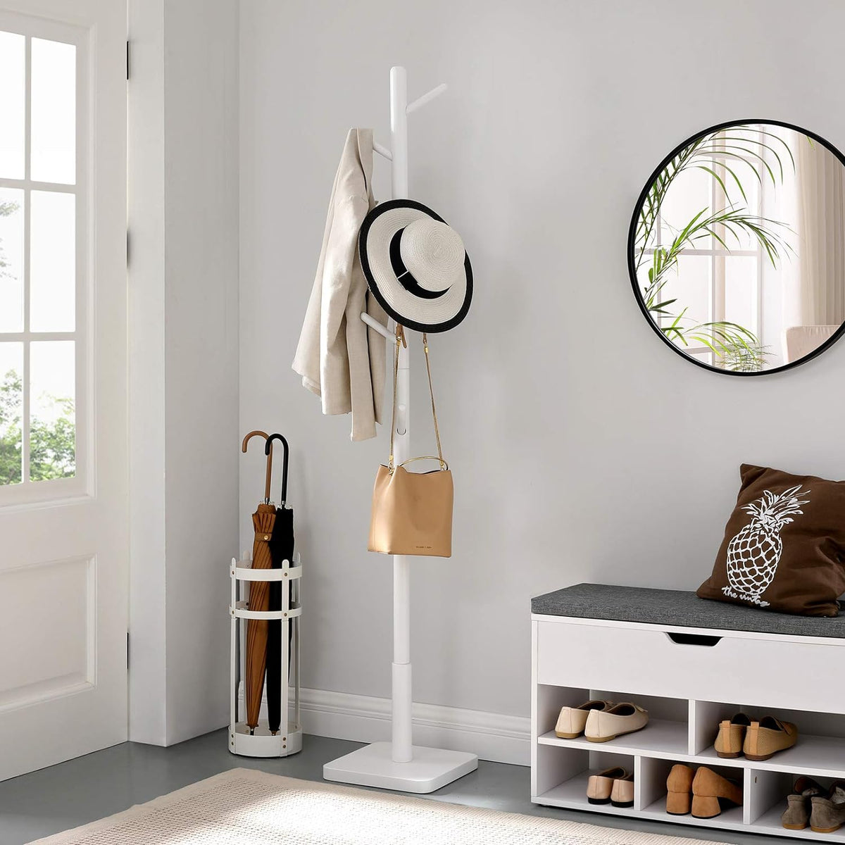 VASAGLE Coat Rack, Wooden Clothes Rack RCR010W02