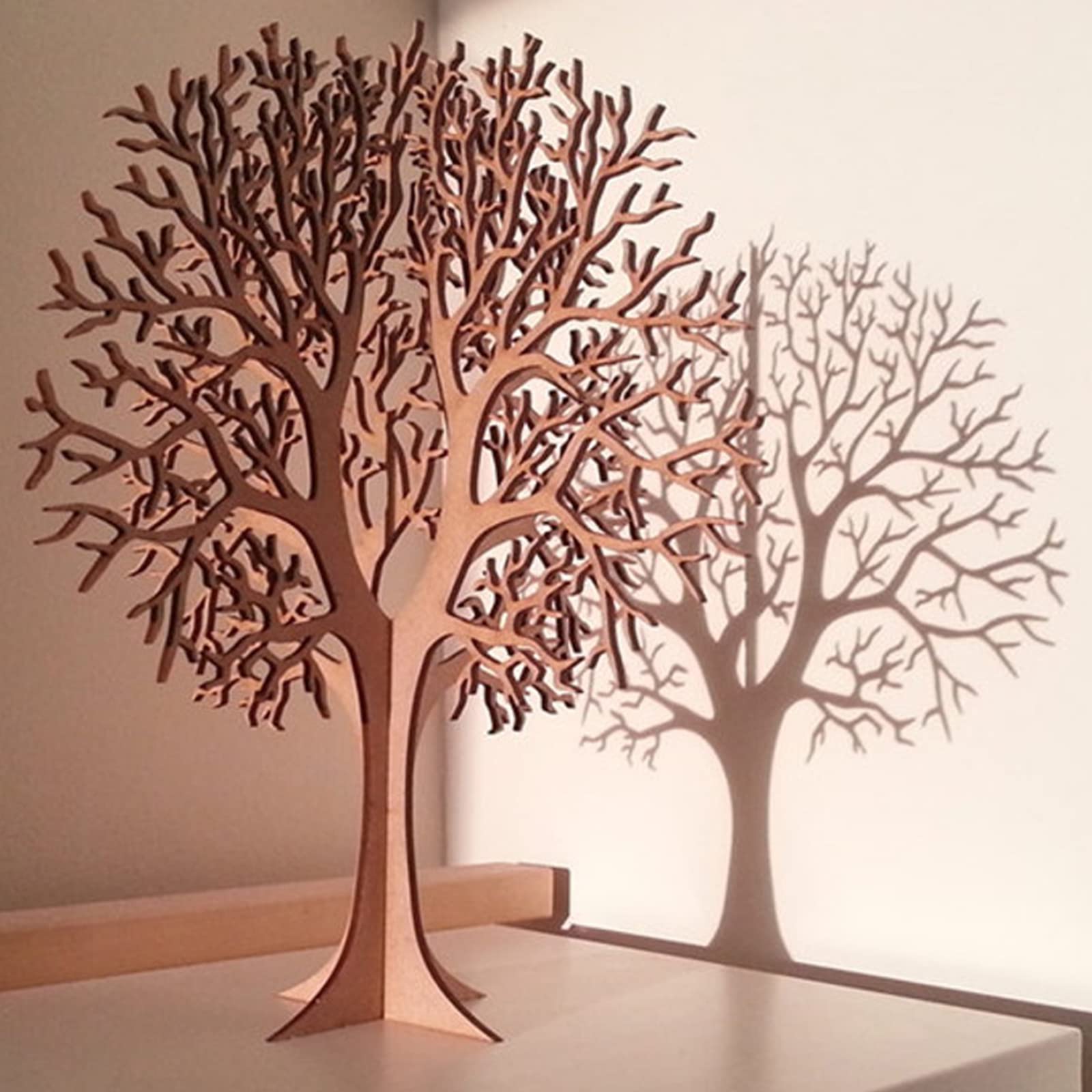 Wood Tree Crafts 3D Tree of Life Sign Ornament Natural Wood Artificial Table Tree Desktop Fake Faux Plants Ornaments Wooden Home Room Decor Holiday Party Wedding Farmhouse Decoration 14x12 Inch - Medaid International