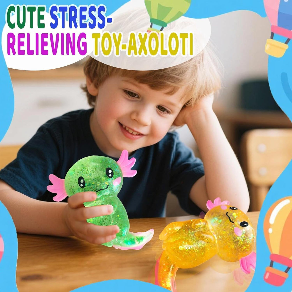 2pcs Axolotl Squishy Stress Relief Toy Glitter Fidget Toys Cute Malt Sugar Toy for Kids,Party Favors Anxiety Relief Taba Squishy Toys,Classroom,Party Favors,Goodie Bags Fillers,Birthday Day Gift