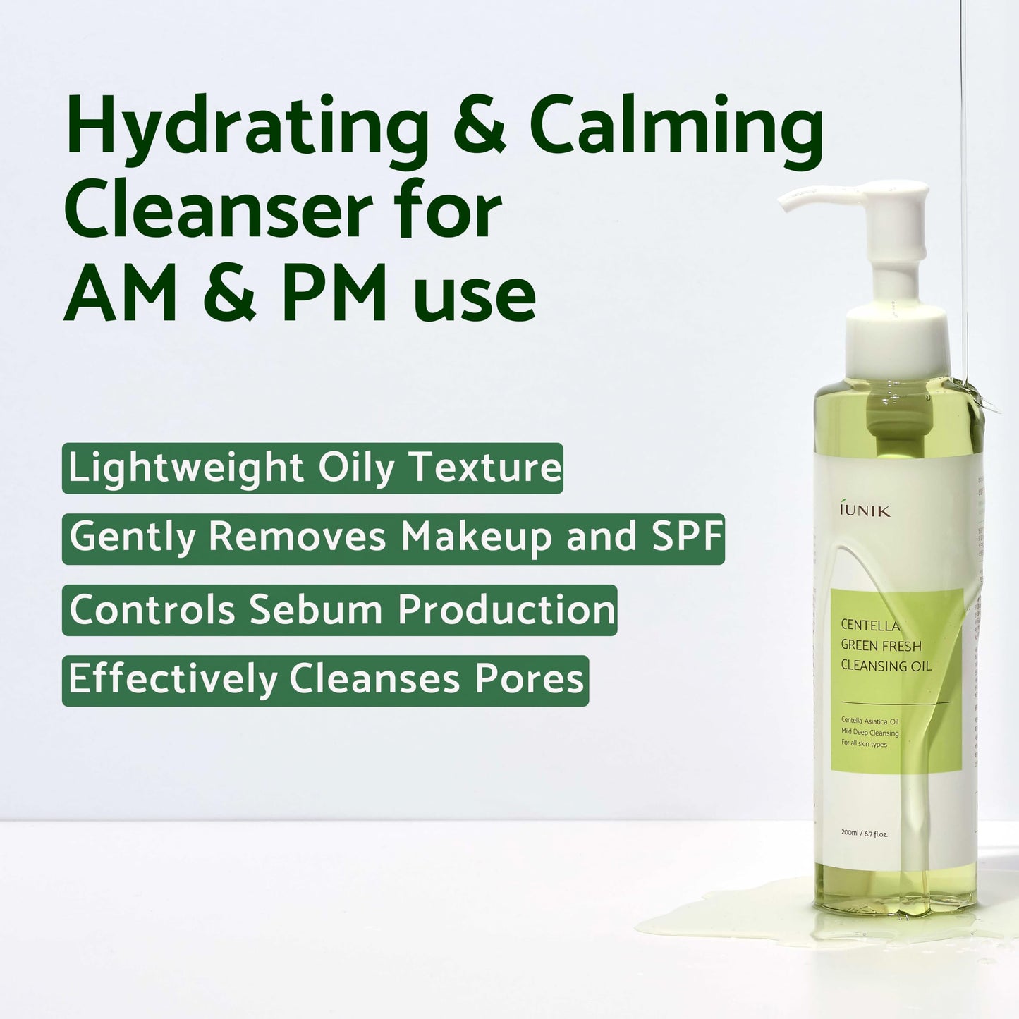 IUNIK Centella Calming Gel Cream & Centella Cleansing Oil Pore Blemish Sebum Control Moisturizing Hydrating Soothing for Dry Oily Sensitive Acne-prone Skin Korean Skincare - Medaid International
