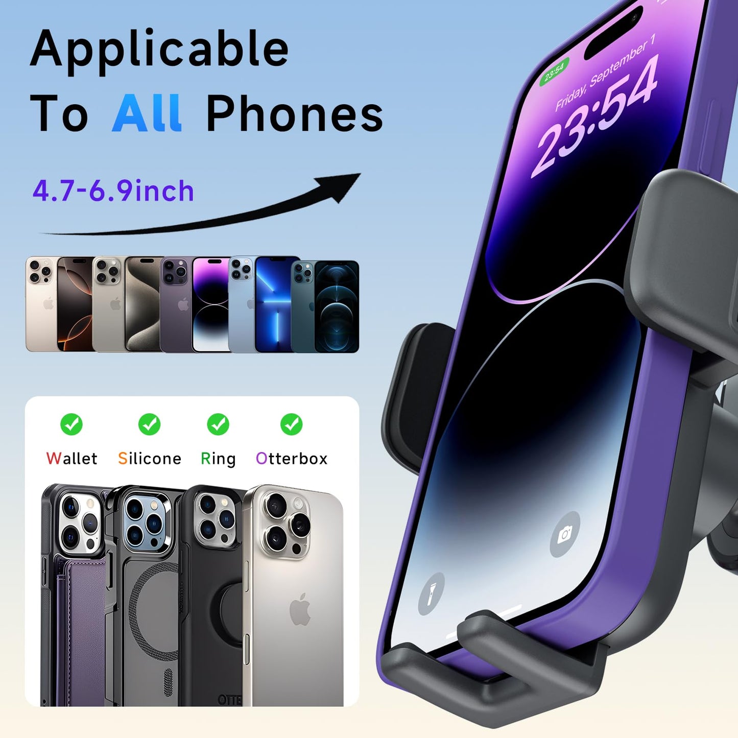 COOEXES Car Phone Holder, 360°Rotation Vacuum Suction Cup Phone Mount - 108LBS Nano Gel for Car, Bendable Arm & One-Hand Release, Truck Phone Holder for iPhone 17 Pro Max Samsung Android - Medaid International
