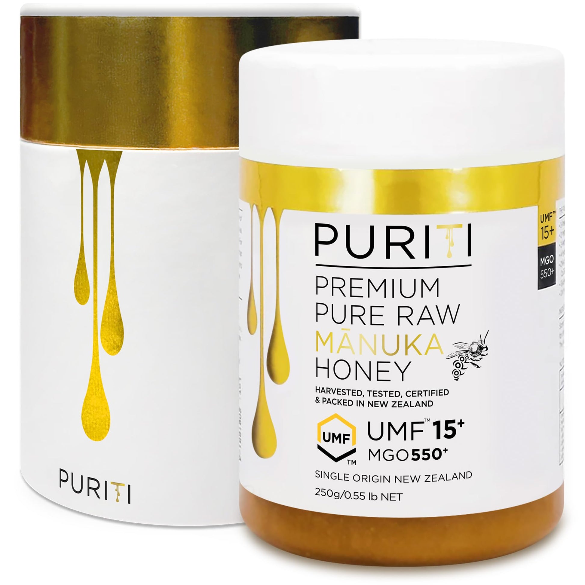 PURITI Manuka Honey MGO 550+ / UMF 15+ | 100% Pure Genuine Raw Manuka Honey | 8.8 Oz / 250g | Harvested, Tested, Certified and Packed in New Zealand - Medaid International