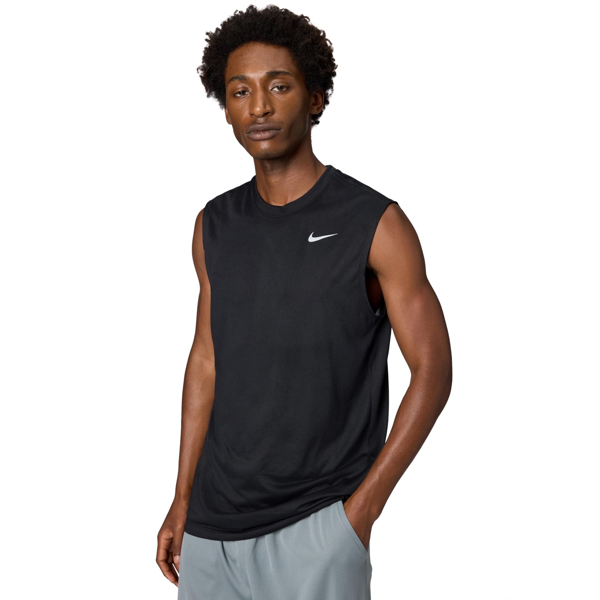 Nike Men's Dri-Fit Legend Sleeveless Fitness T-Shirt, Black/Matte Silver, Small - Medaid International