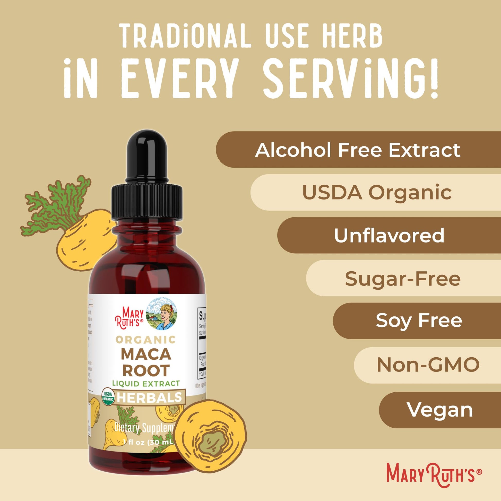 MaryRuth’s USDA Organic Maca Root Liquid Drops | Vegan | Non-GMO | Gluten Free | Alcohol Free | 1 Fl Oz - Medaid International