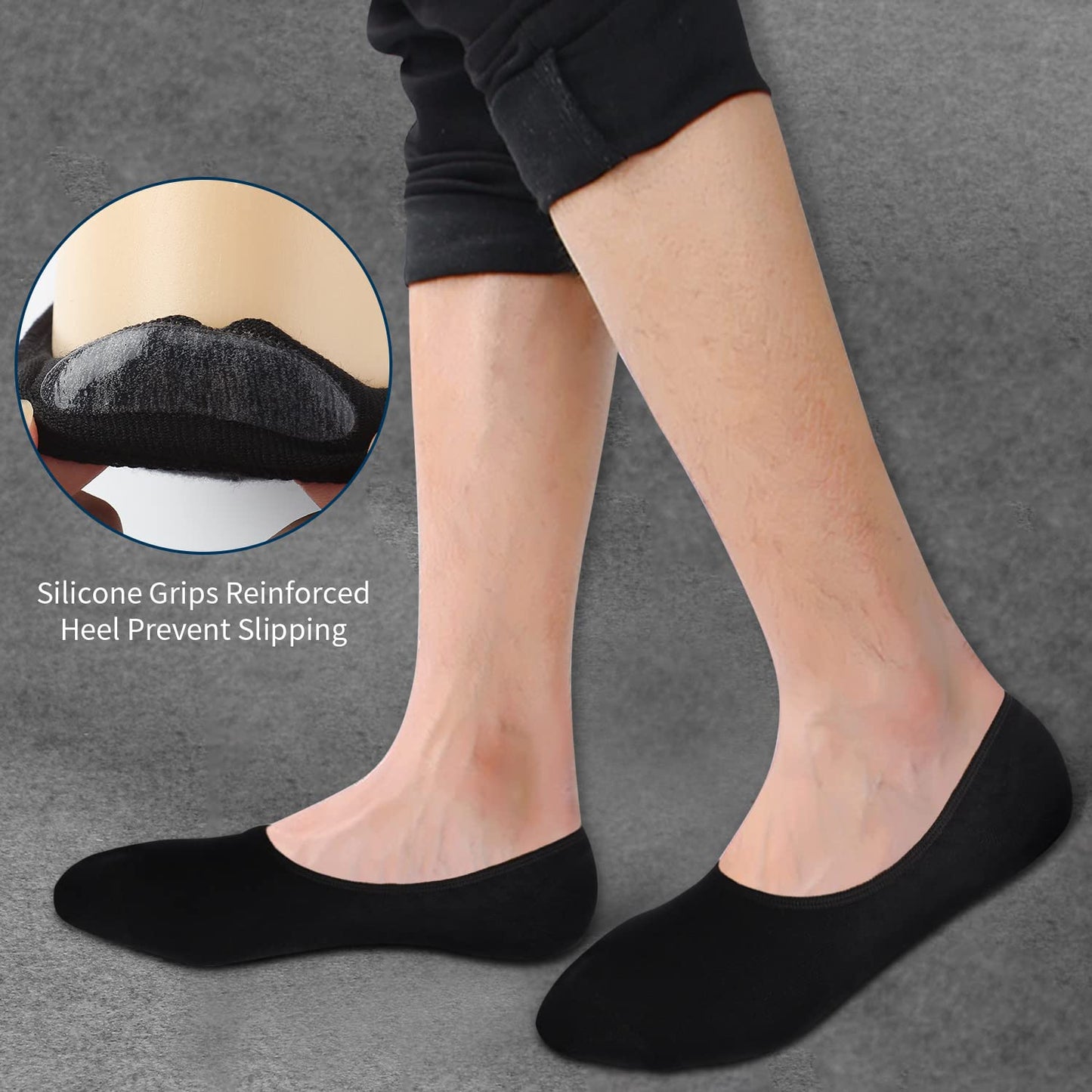 ADFOLF 6 Pack No Show Socks Mens Casual Low Cut Thin Loafers Non Slip Boat Liners (9-13, Black) - Medaid International