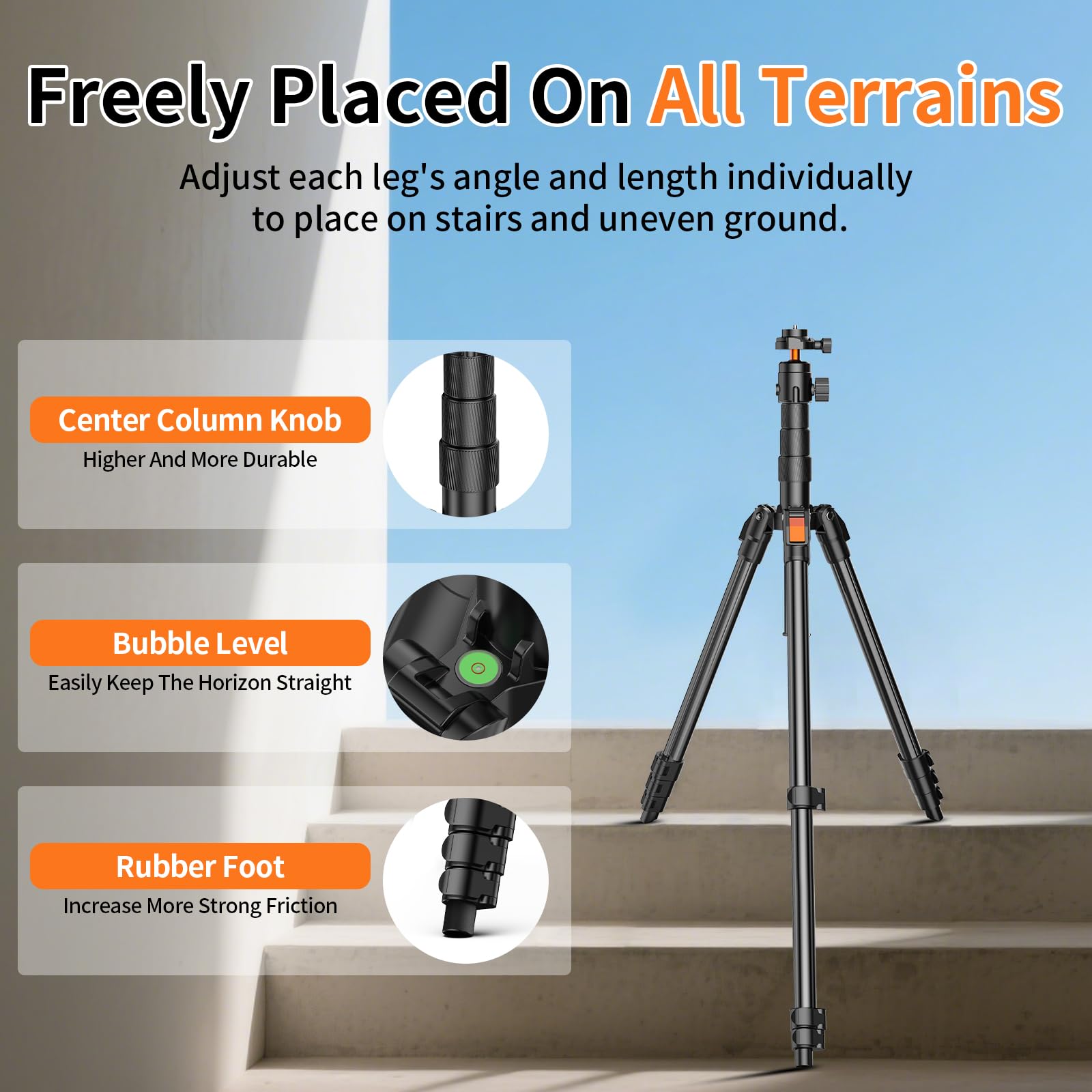 XXZU 71" Camera Tripod, Tripod for Camera Phone with 360°Ball Head and Smartphone Holder, Aluminum DSLR Tripod Stand, Travel for Phone/DSLR/SLR/Projector/Video Recording, Max Load 8kg/17.64lb - Medaid International