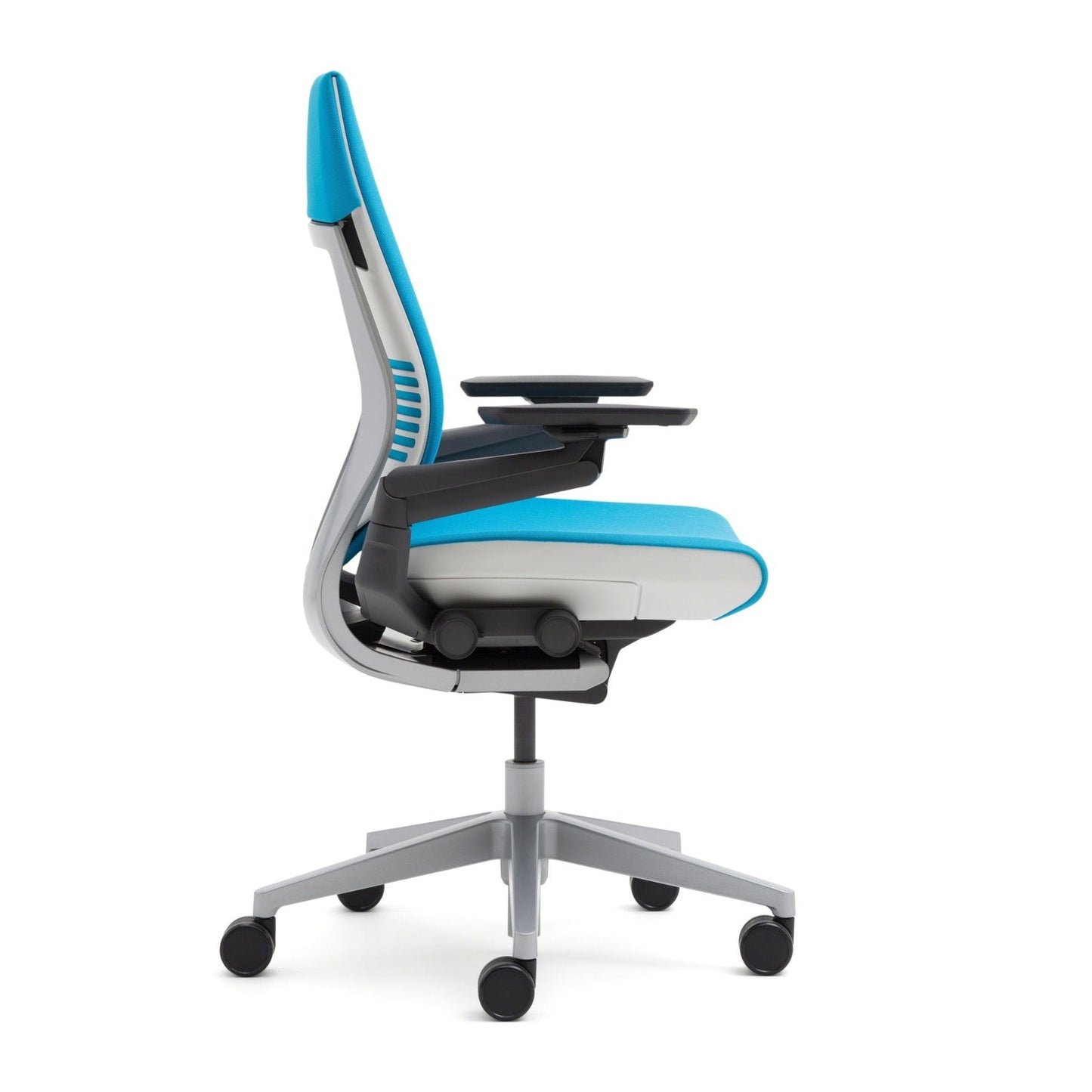 Steelcase Gesture Office Chair - Cogent Connect Scarlet Red Upholstered Wrapped Back Black Frame Medium Seat Black Seat/Back/Arms Hard Floor Caster Wheels - Medaid International