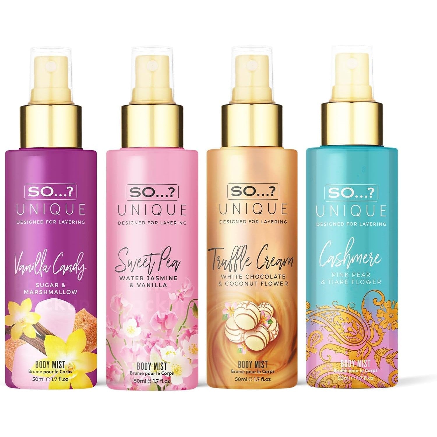 So…? Unique Body Mist Set - Perfumes for Women - Body Spray for Women - Vegan, Cruelty Free - Travel Size Gift Set - 650 to 1000 Sprays - 4 pcs - Medaid International