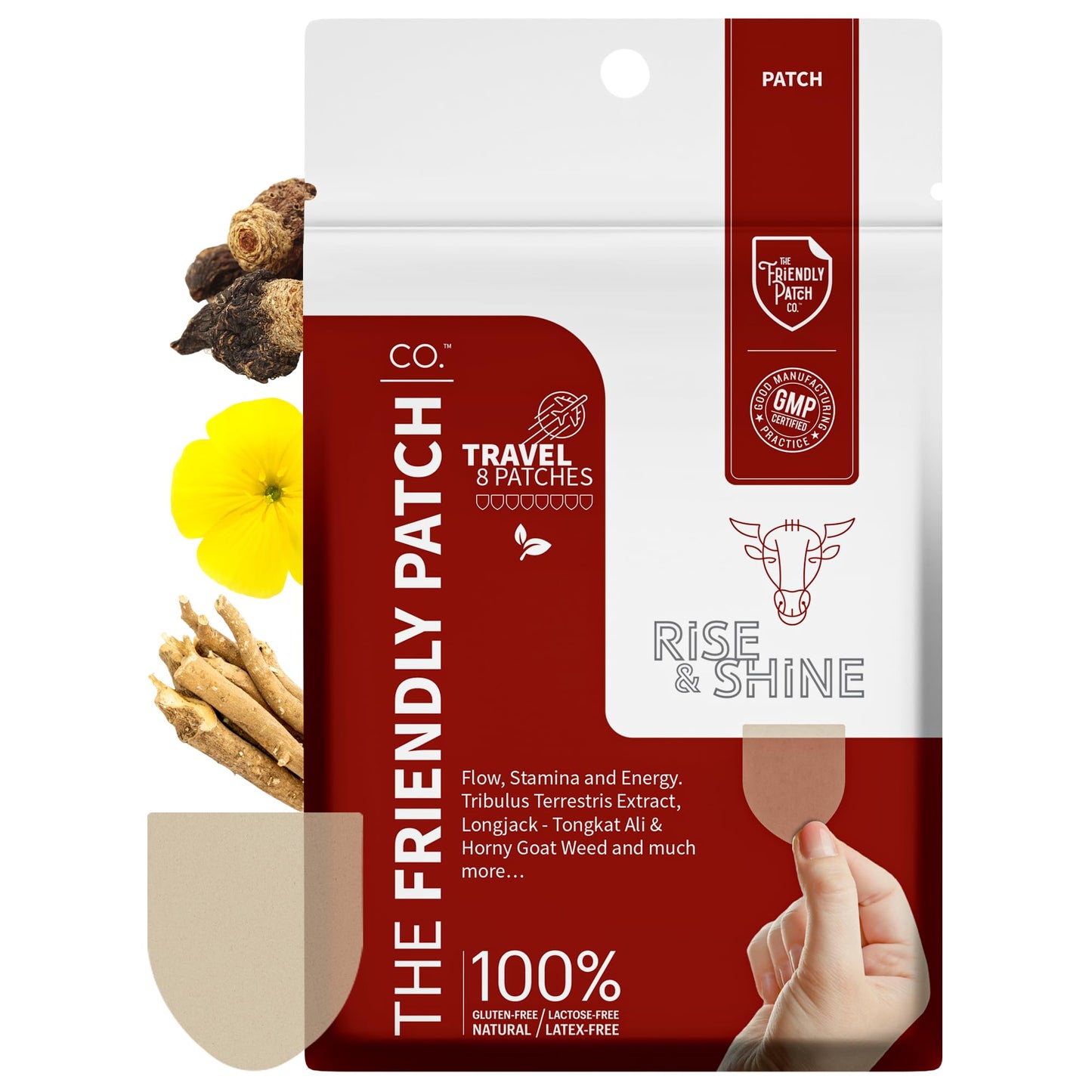 The Friendly Patch Rise & Shine – Stamina strength performance Patches for Men with Tongkat Ali-Longjack, Horny Goat Weed, Tribulus Terrestris, Black Maca extra strength for Men & Women 8-Pack - Medaid International