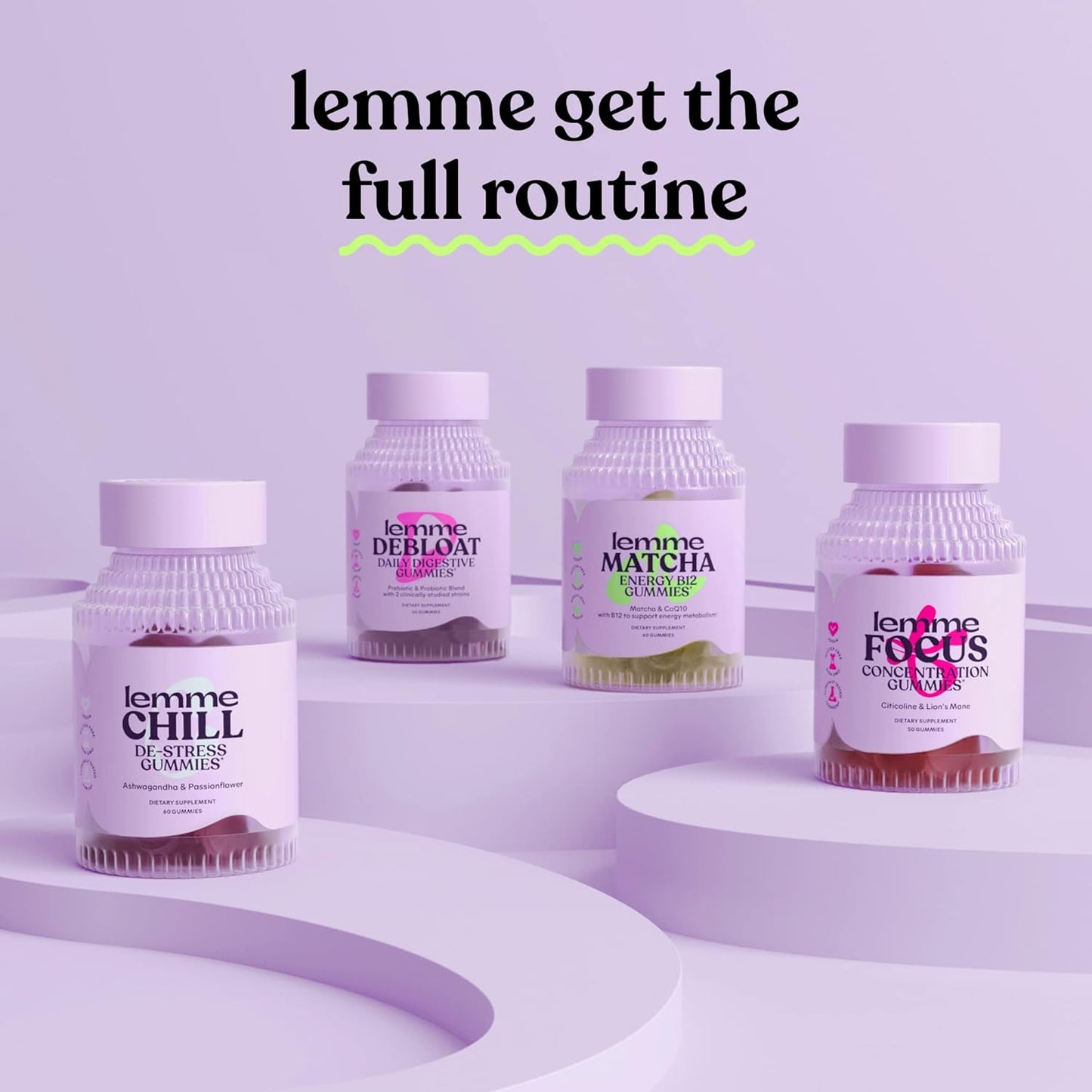 Lemme Chill Stress Relief Gummies with 300mg KSM-66 Ashwagandha, Lemon Balm, Passionflower & Goji to Support Relaxation, Healthy Cortisol & Sleep - Vegan, Gluten-Free, Non-GMO, Mixed Berry (60 Count) - Medaid International