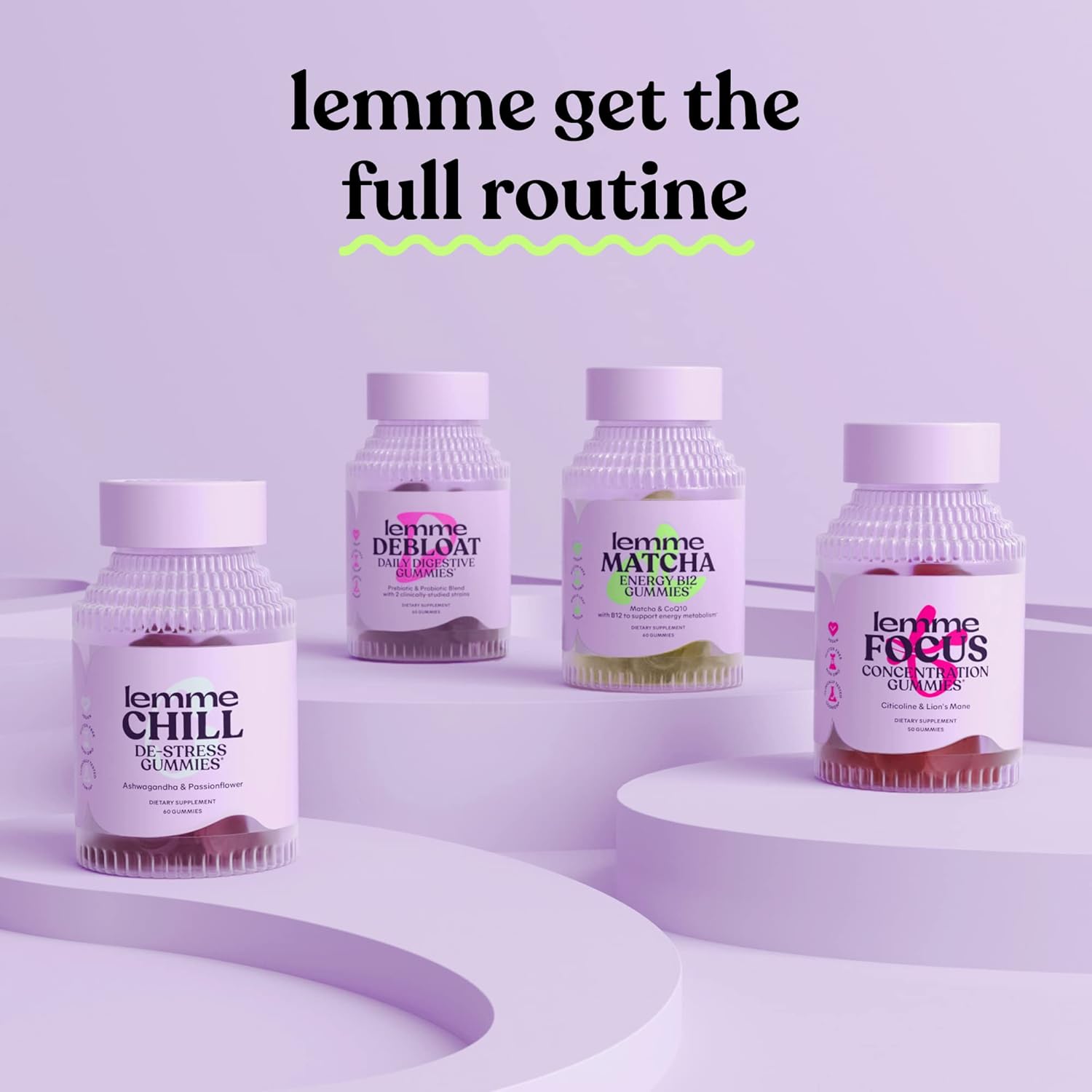 Lemme Chill Stress Relief Gummies with 300mg KSM-66 Ashwagandha, Lemon Balm, Passionflower & Goji to Support Relaxation, Healthy Cortisol & Sleep - Vegan, Gluten-Free, Non-GMO, Mixed Berry (60 Count) - Medaid International