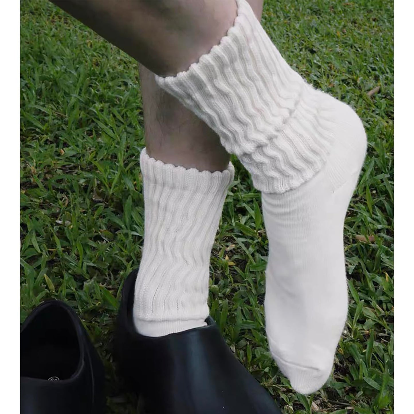 Fszsaa Women's Multipair Cotton Cushioned Athletic Retro Slouch Mid Calf Rib Tube Socks - Medaid International