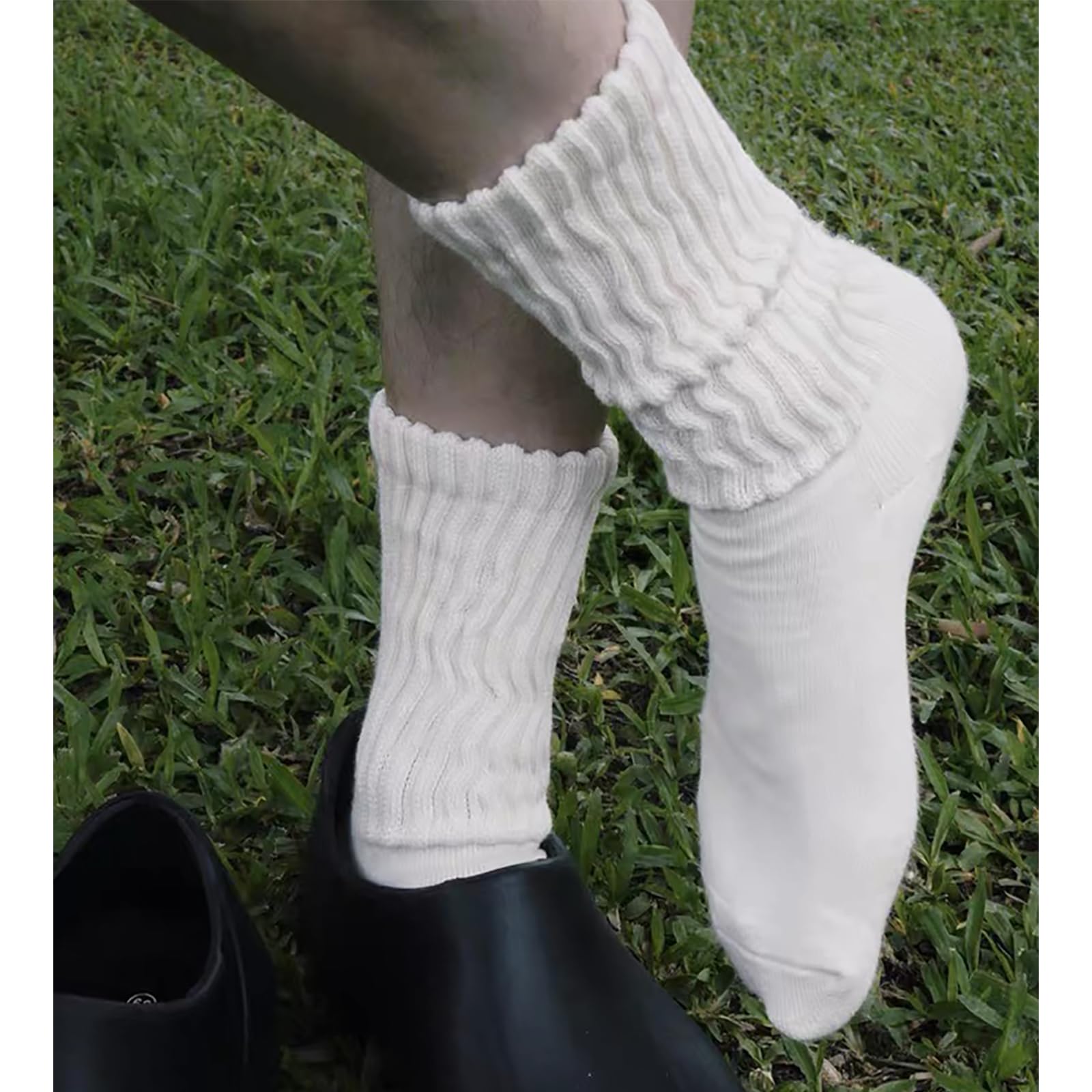 Fszsaa Women's Multipair Cotton Cushioned Athletic Retro Slouch Mid Calf Rib Tube Socks - Medaid International