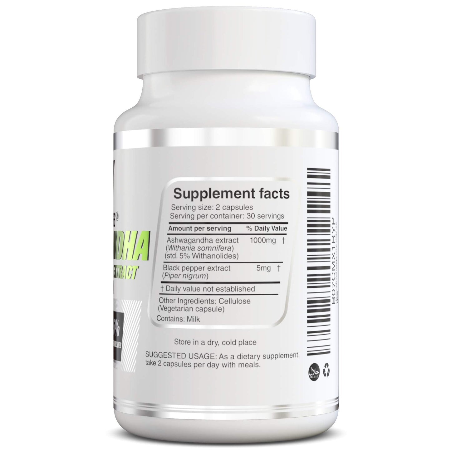herbolab Ashwagandha KSM 66 15:1 with Black Pepper Extract (Higher Absorption) Max Potency Full Spectrum 5+% Withanolides - Medaid International
