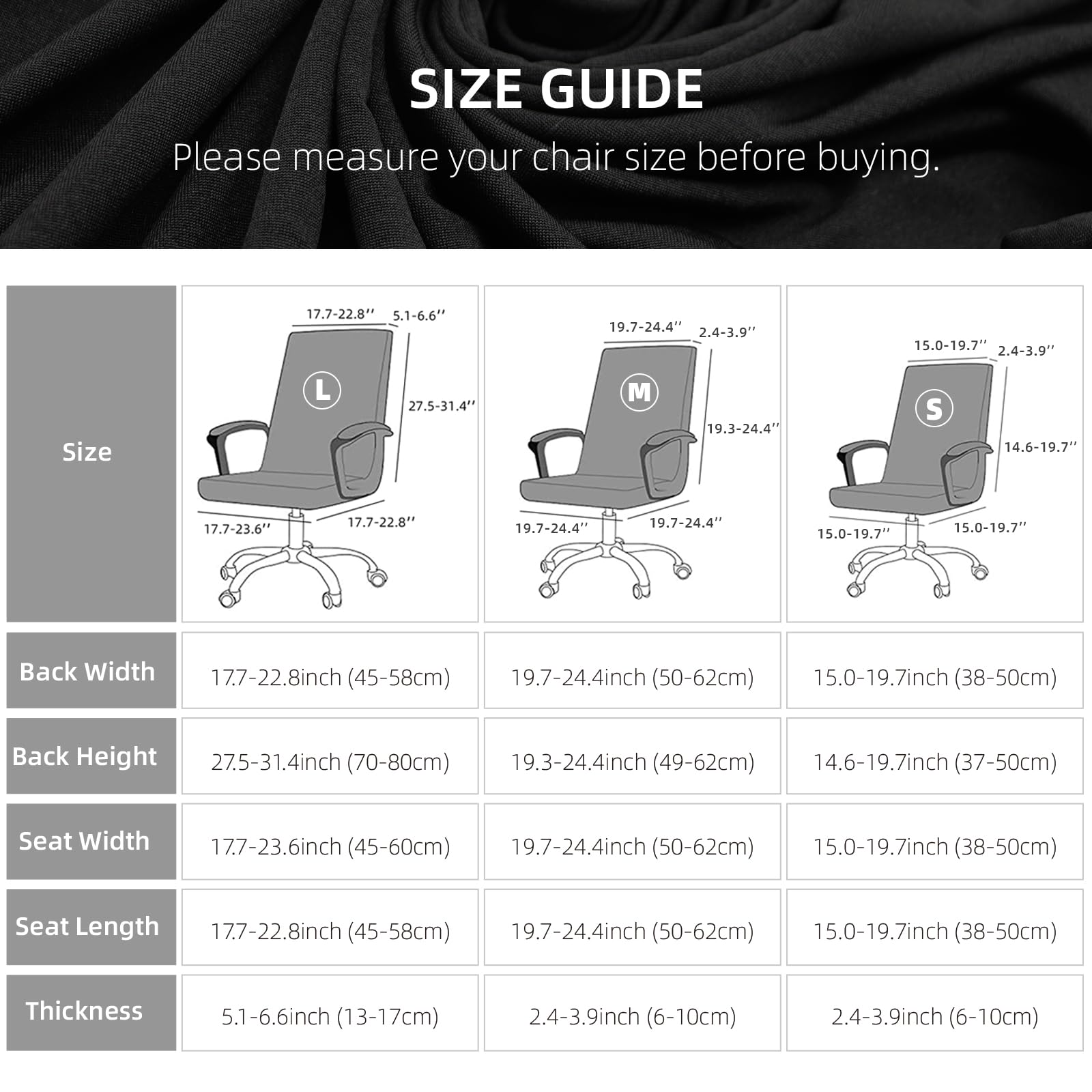 Water Resistant Stretch Computer Office Chair Cover with Durable Zipper Universal Washable Removable Spandex Rotating Boss Chair Slipcovers Anti-dust Soft Desk Chair Seat Protector for Dogs Cats Pets - Medaid International