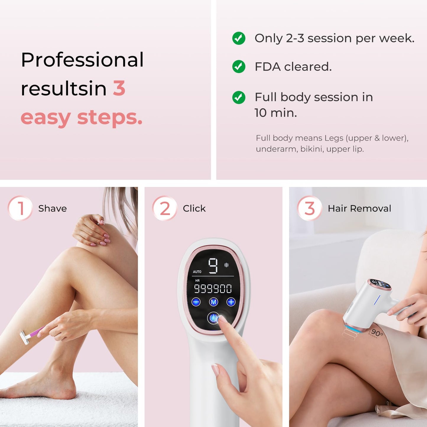Ubroo IPL Laser Hair Removal for Women and Men, 45°F Ice Cooling Laser Hair Removal Device for Face & Body, At-Home Painless Hair Remover with Long-Lasting Results, Smooth Skin Gift - Medaid International