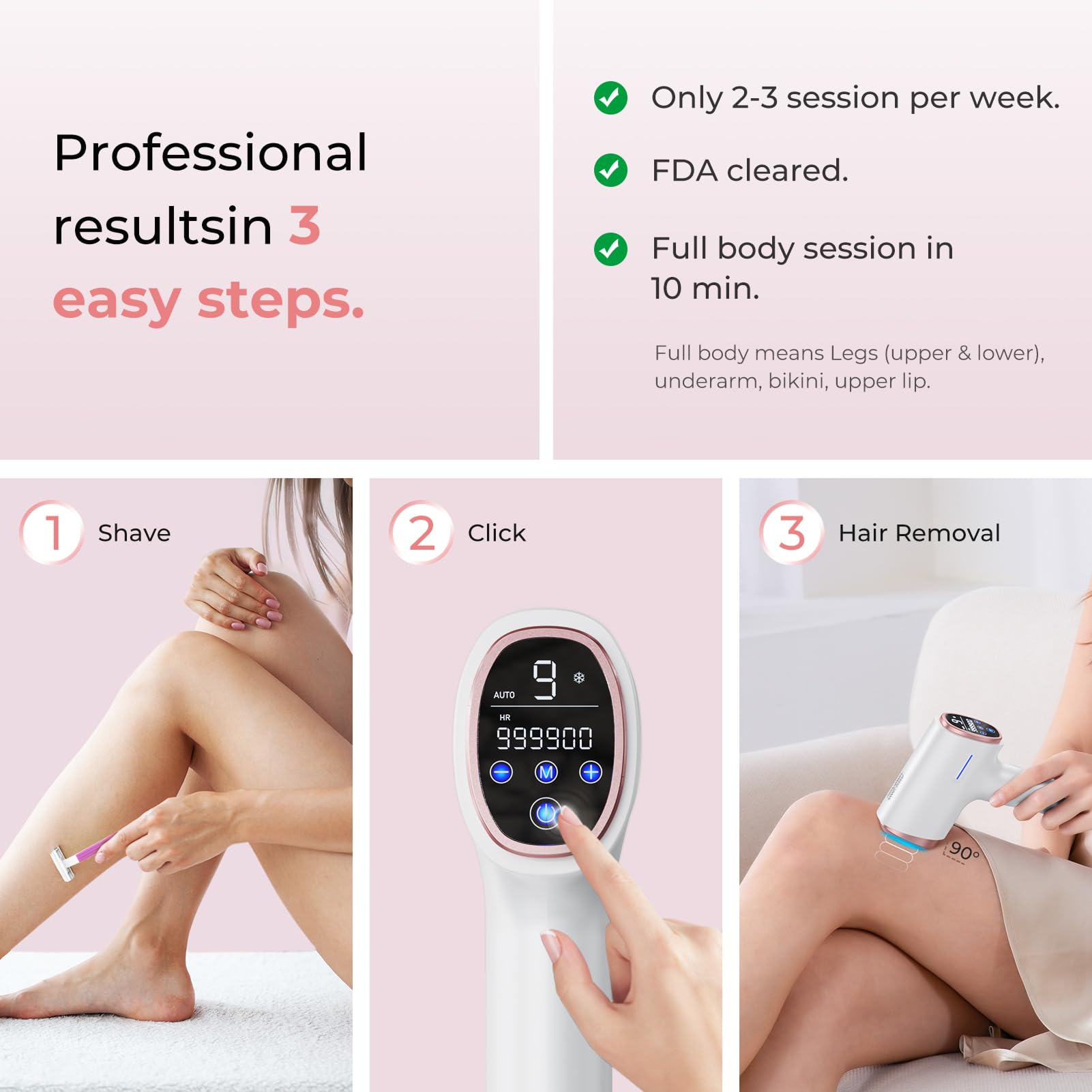 Ubroo IPL Laser Hair Removal for Women and Men, 45°F Ice Cooling Laser Hair Removal Device for Face & Body, At-Home Painless Hair Remover with Long-Lasting Results, Smooth Skin Gift - Medaid International
