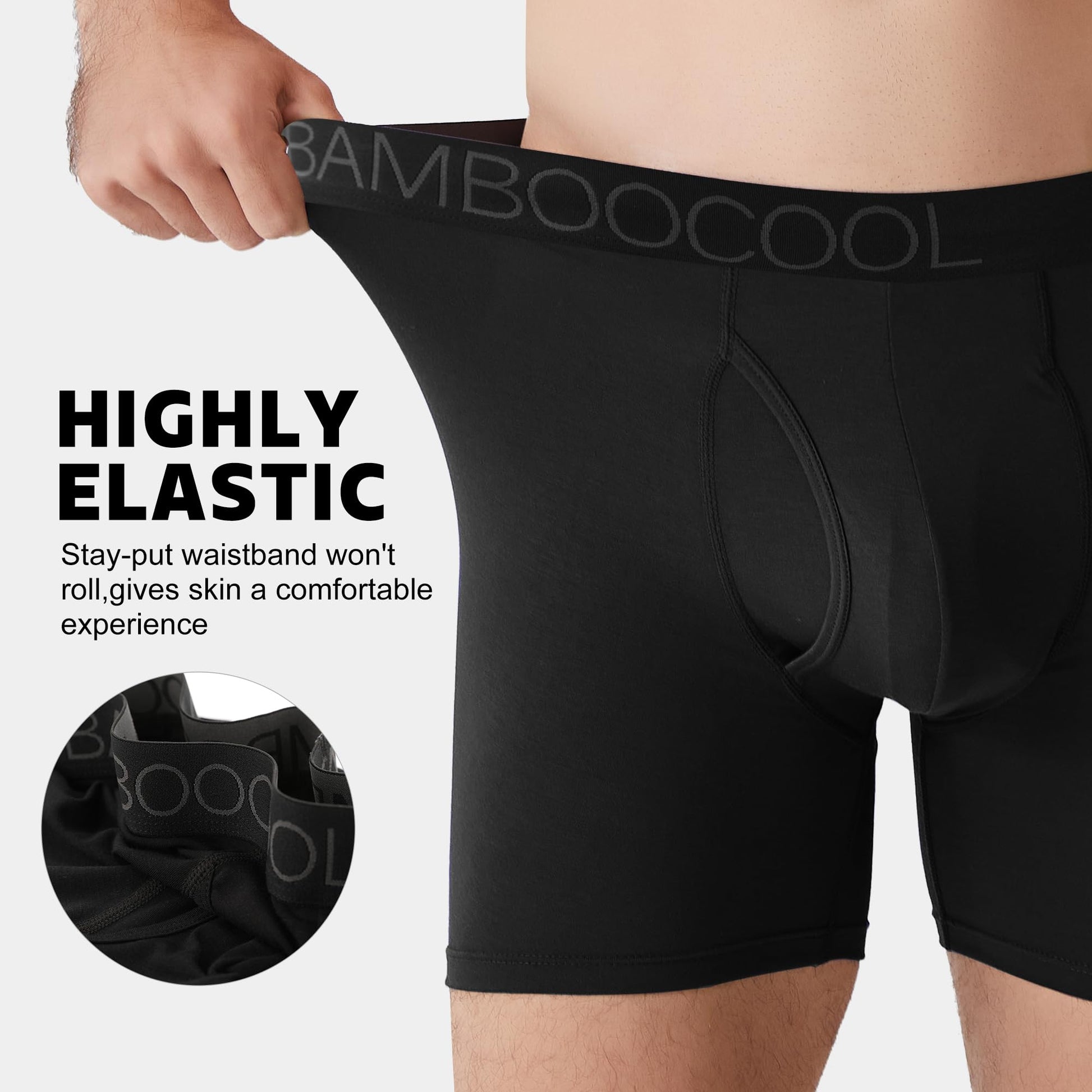 BAMBOO COOL Moisture-Wicking Soft Men's Underwear Boxer Briefs for Men With Open Fly Pouch (6 pack) XL - Medaid International