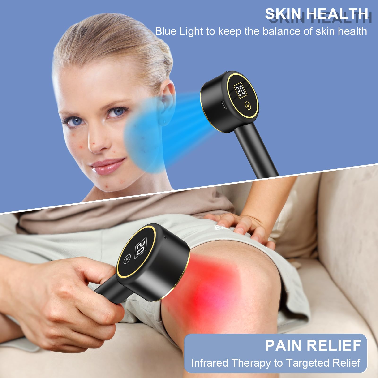 UTK Red Light Therapy for Body Pain Relief, 470:660:850:940nm Wavelengths Red Lights, Handheld Infrared Light Therapy Wand, Infrared Therapy for Joints, Muscle Recovery - Medaid International