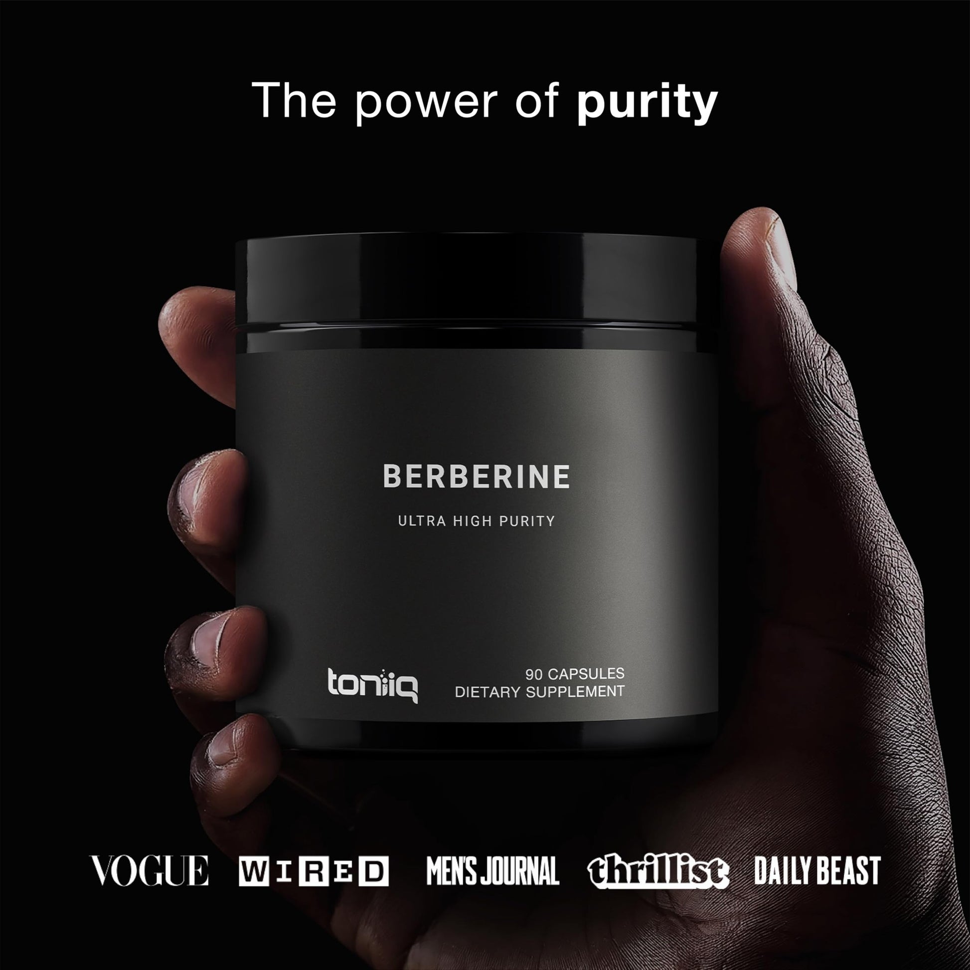Toniiq Ultra High Strength Berberine HCl from The Himalayas - 100:1 Concentrated Extract - Lab-Tested 97% Berberine HCl - 90 Vegetarian Capsules, 500 mg per Capsule - Medaid International