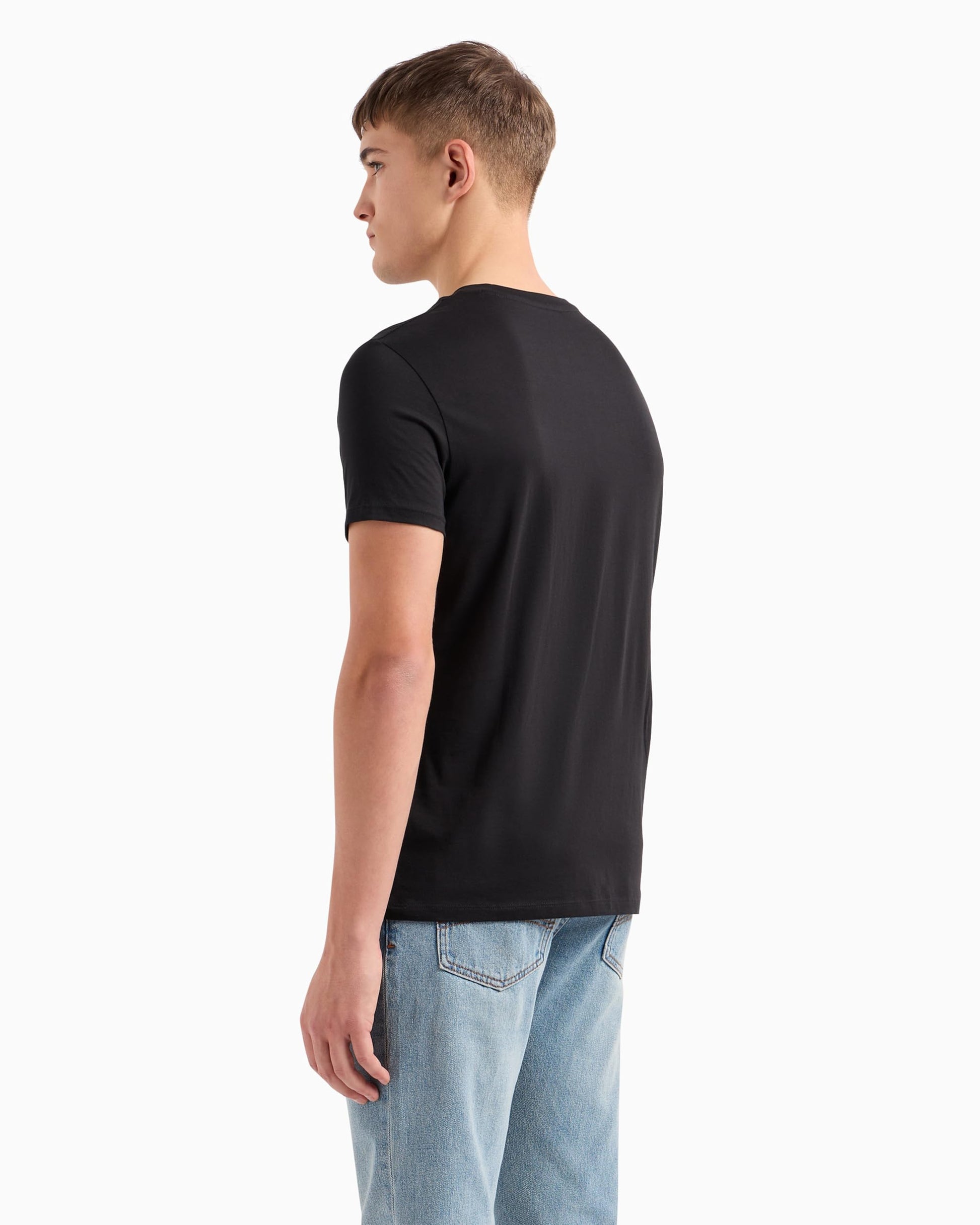 Armani Exchange Men's Solid Colored Basic Pima Crew Neck, Black, Medium - Medaid International