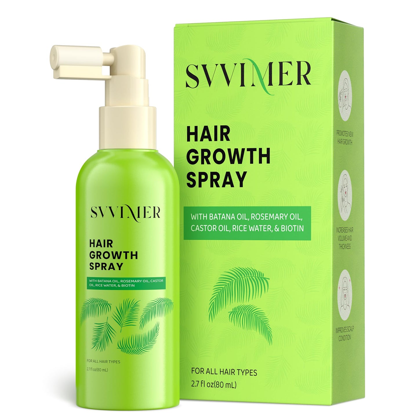 Svvimer Hair Growth Serum Spray - with Rosemary Batana Oil Biotin for Hair Loss and Thinning - Thicker Fuller Longer - for Women and Men 2.7 Fl Oz (Pack of 1) - Medaid International