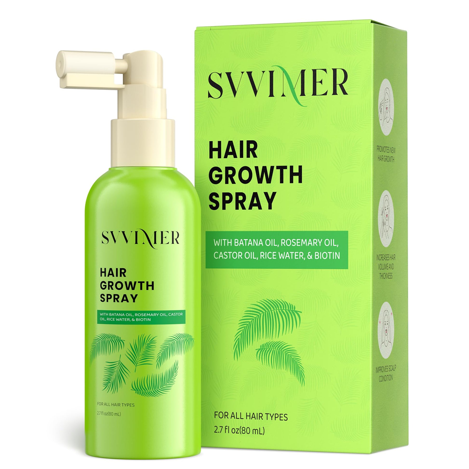 Svvimer Hair Growth Serum Spray - with Rosemary Batana Oil Biotin for Hair Loss and Thinning - Thicker Fuller Longer - for Women and Men 2.7 Fl Oz (Pack of 1) - Medaid International