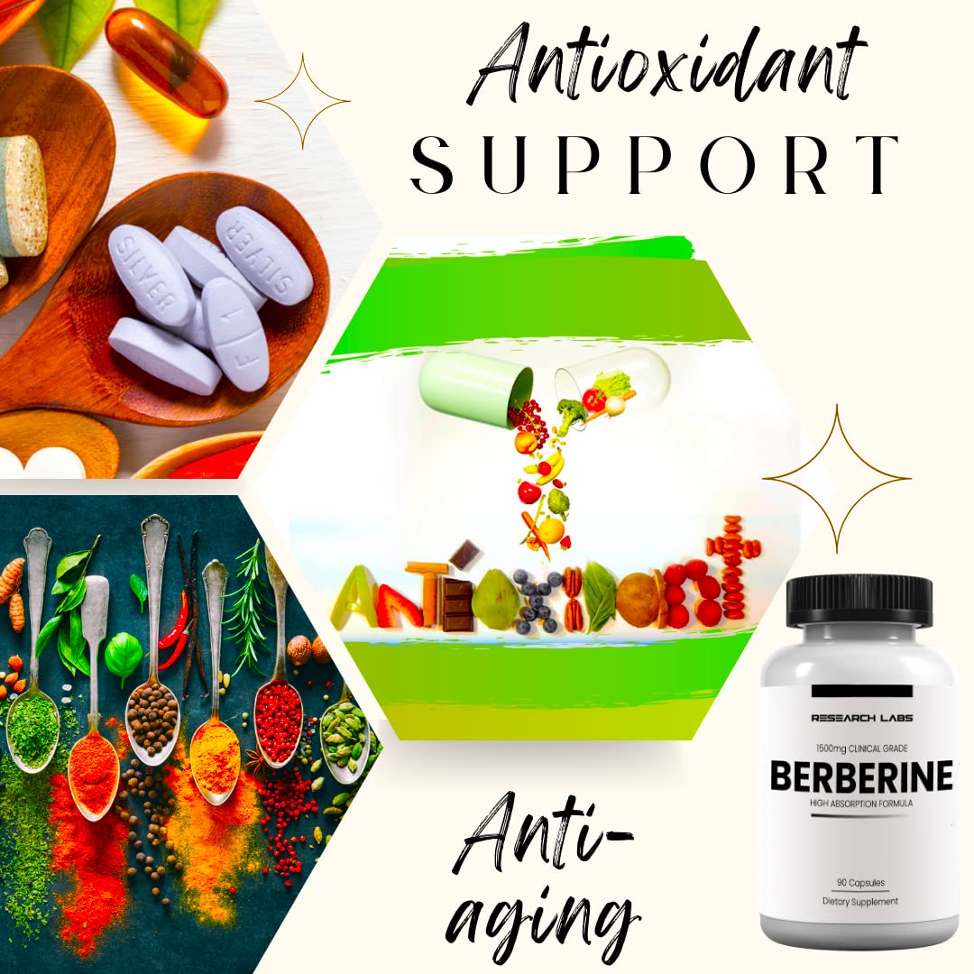 Research Labs 2 Fer 1 Ad - 1500mg Clinical Grade Berberine High Absorption Formula & BerberQuil™ Support. 180 Total Capsules. 500mg Each Capsule - Medaid International
