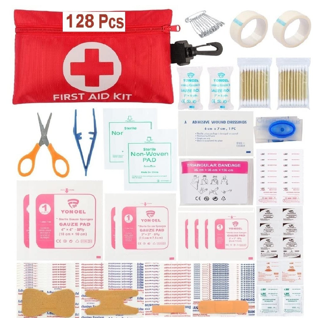 Galaxylense 128 Pcs First Aid Kits Small for Survival Emergency Trauma Military Tactical Medical School Office Home Hunting Camping Hiking Traveling Fishing IFAK EMT Bag 2 Packs