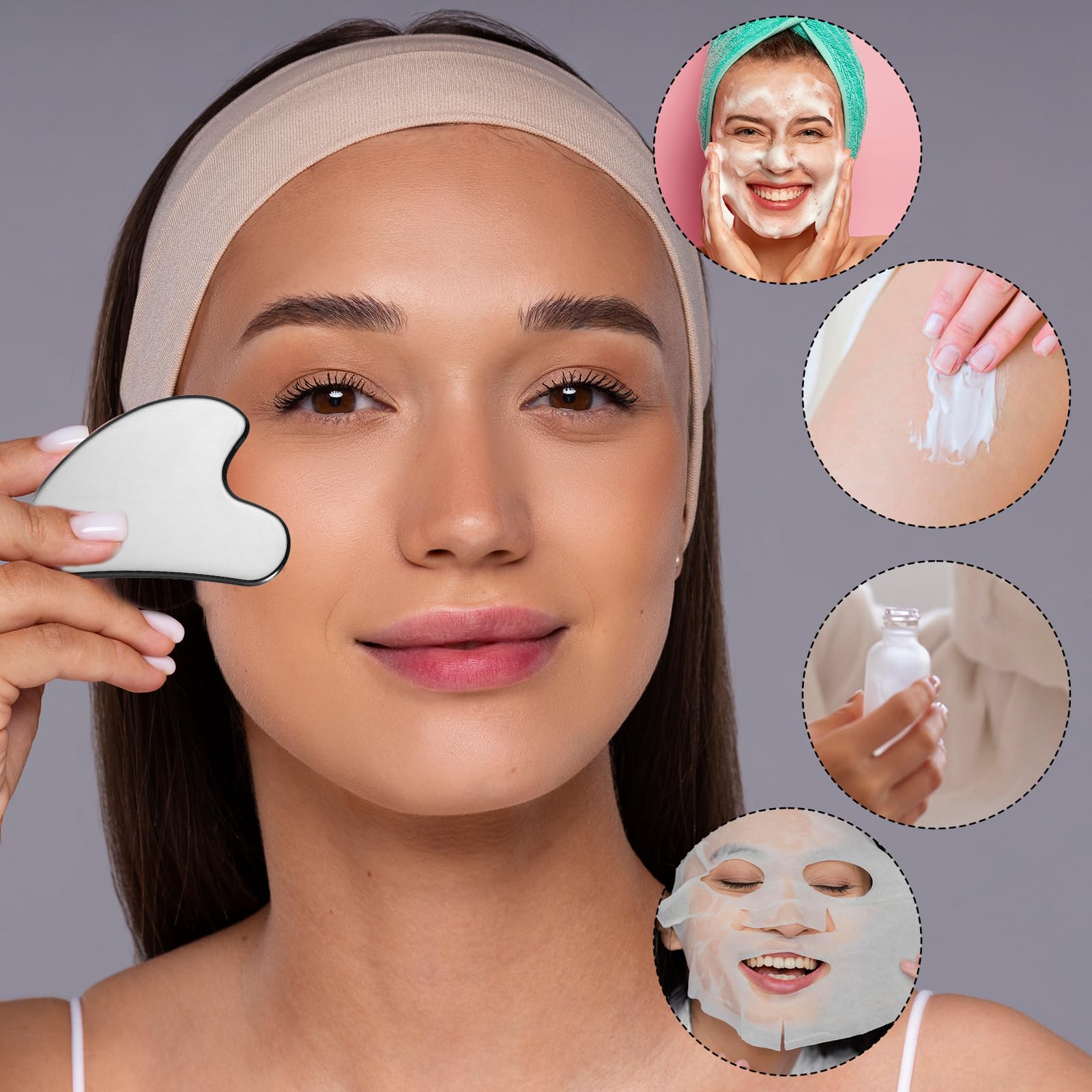 QFGasre 2 Pcs Stainless Steel Gua Sha Face Tools Metal Silver Guasha for Self Care Manual Massage Tool for Face and Body Treatment Back Muscles Pain Relief Puffiness Reducing Gift for Men Women - Medaid International