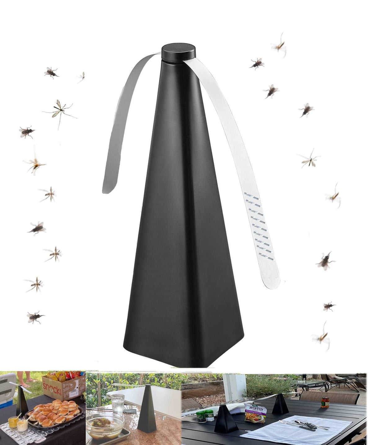 KASTWAVE Fly Repellent Fan, Eco-Friendly Fly Insect Mosquito Repellent Fan, Keep Flies Bugs away from Food for Outdoor Table, Lightweight Portable, Camping Meal Home Hotel Restaurant (Black 3 PCS)