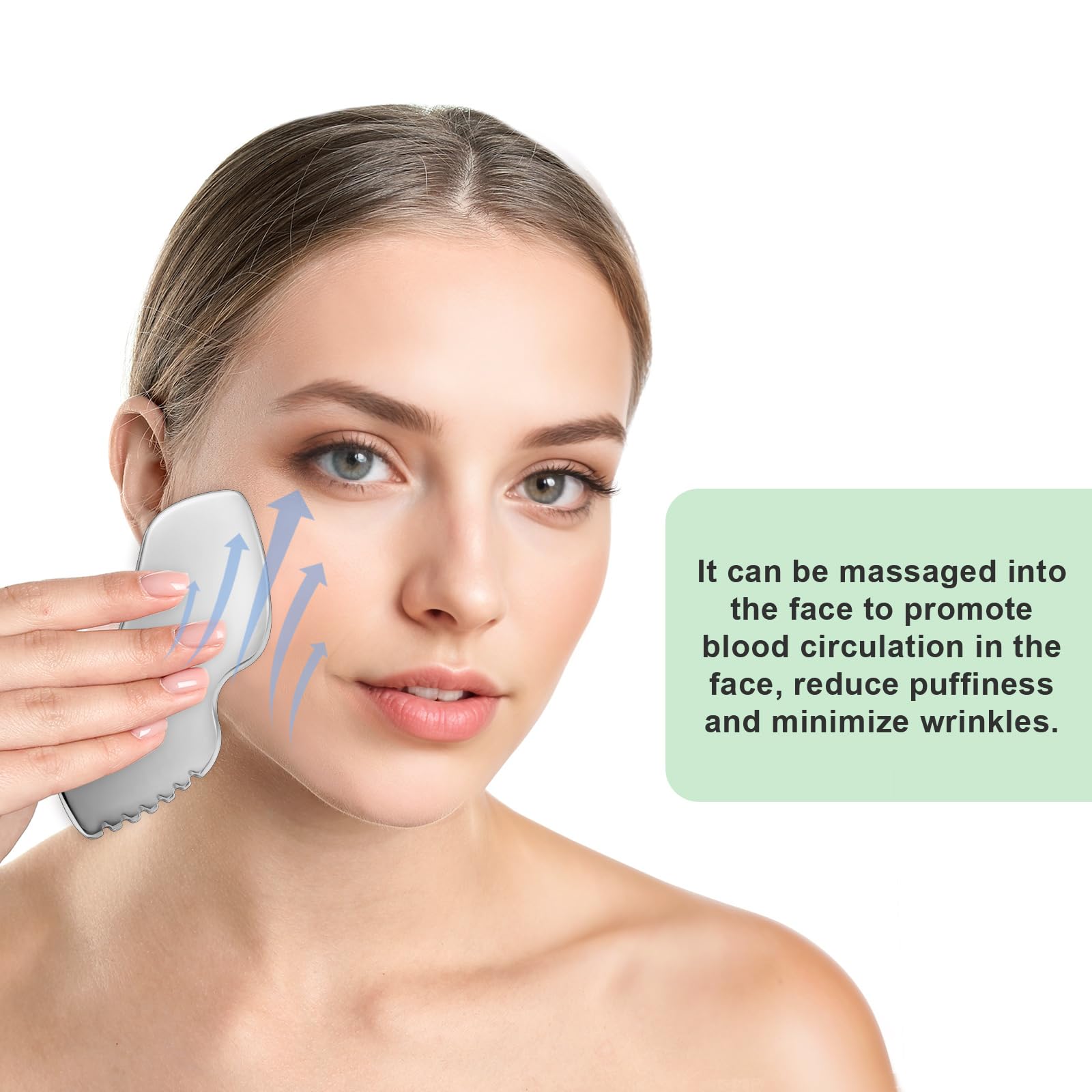 Yuanchu Gua Sha Stone, Gua Sha Stainless Steel Facial Tools Beauty Scraping Massage Tool Jaw Shaping Swelling Reduction Skin Care Gift Women Lines Face Lifting Improvement Fine - Medaid International