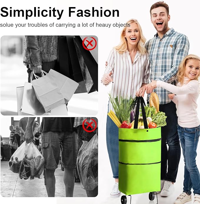 Collapsible Shopping Trolley Bag – Foldable Cart with Wheels