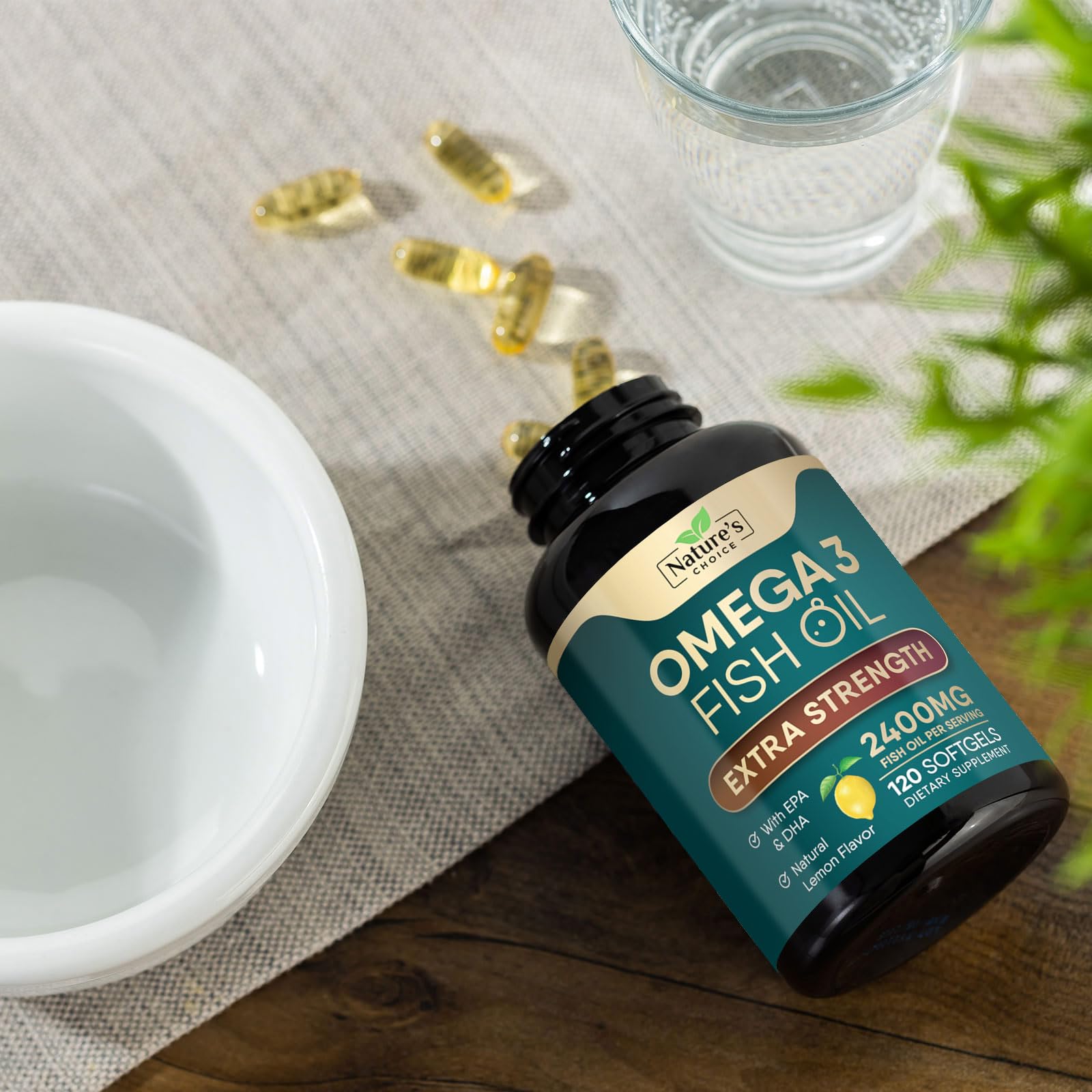 Omega 3 Fish Oil Supplement 2400 mg - Triple Strength EPA & DHA Fish Oil Omega 3, Essential Fatty Acids Supplement Softgels, Brain & Heart Health Support Supplements, Gluten Free Non-GMO, 120 Softgels - Medaid International