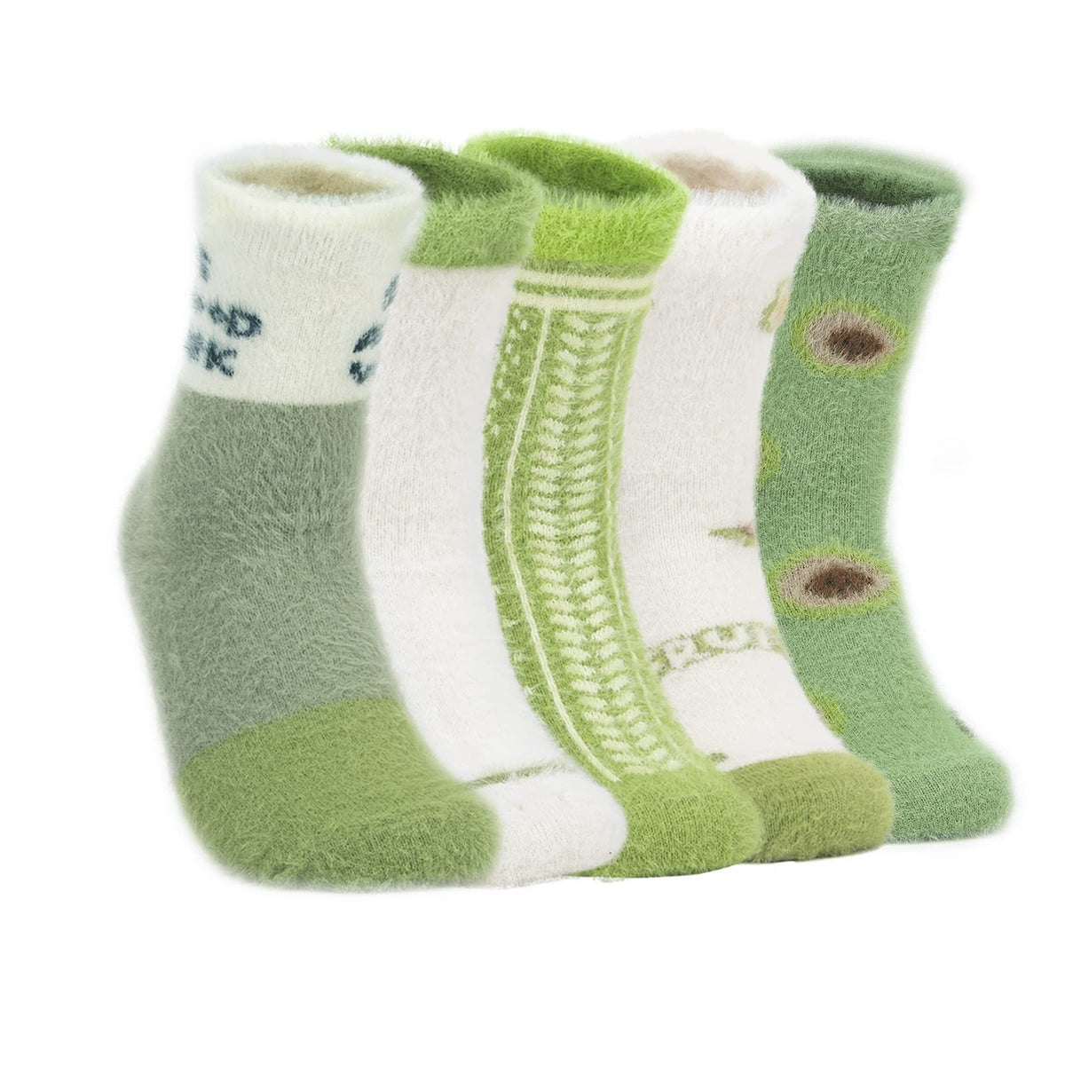 KASTWAVE Colorful Women's Wool Socks - 5 Pairs of Fun, Soft, and Warm Patterned Novelty Socks for Cozy Comfort