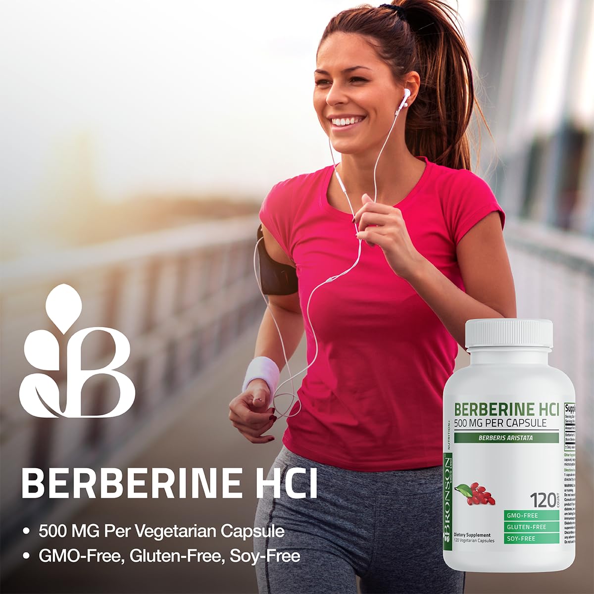 Bronson Berberine As Berberine HCI Berberis Aristata 500mg Per Vegetarian Capsule Non-GMO, 30 Vegetarian Capsules - Medaid International
