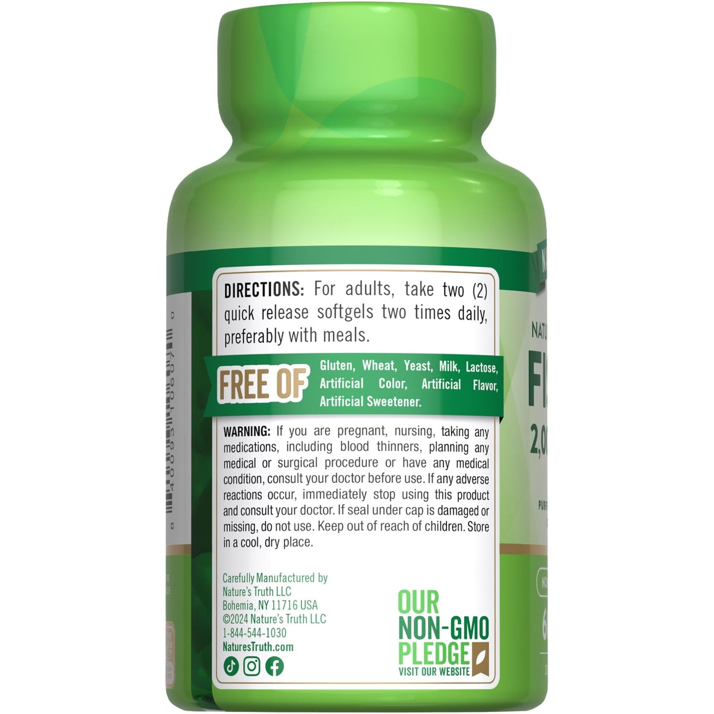 Nature's Truth Fish Oil Omega 3 Supplement | 2000mg | 60 Softgels | EPA & DHA | Lemon Flavor | Non-GMO and Gluten Free - Medaid International