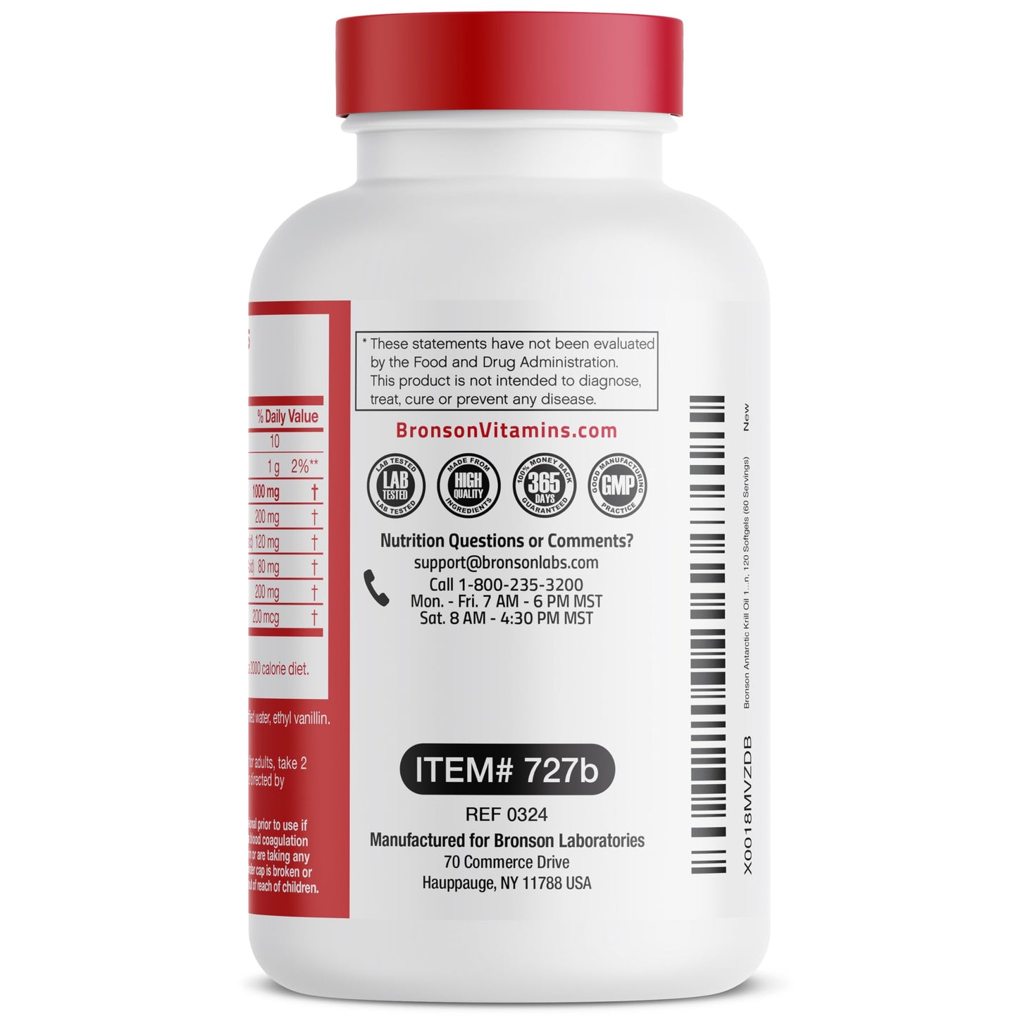 Bronson Antarctic Krill Oil 1000 mg with Omega-3s EPA, DHA, Astaxanthin and Phospholipids 120 Softgels - Medaid International