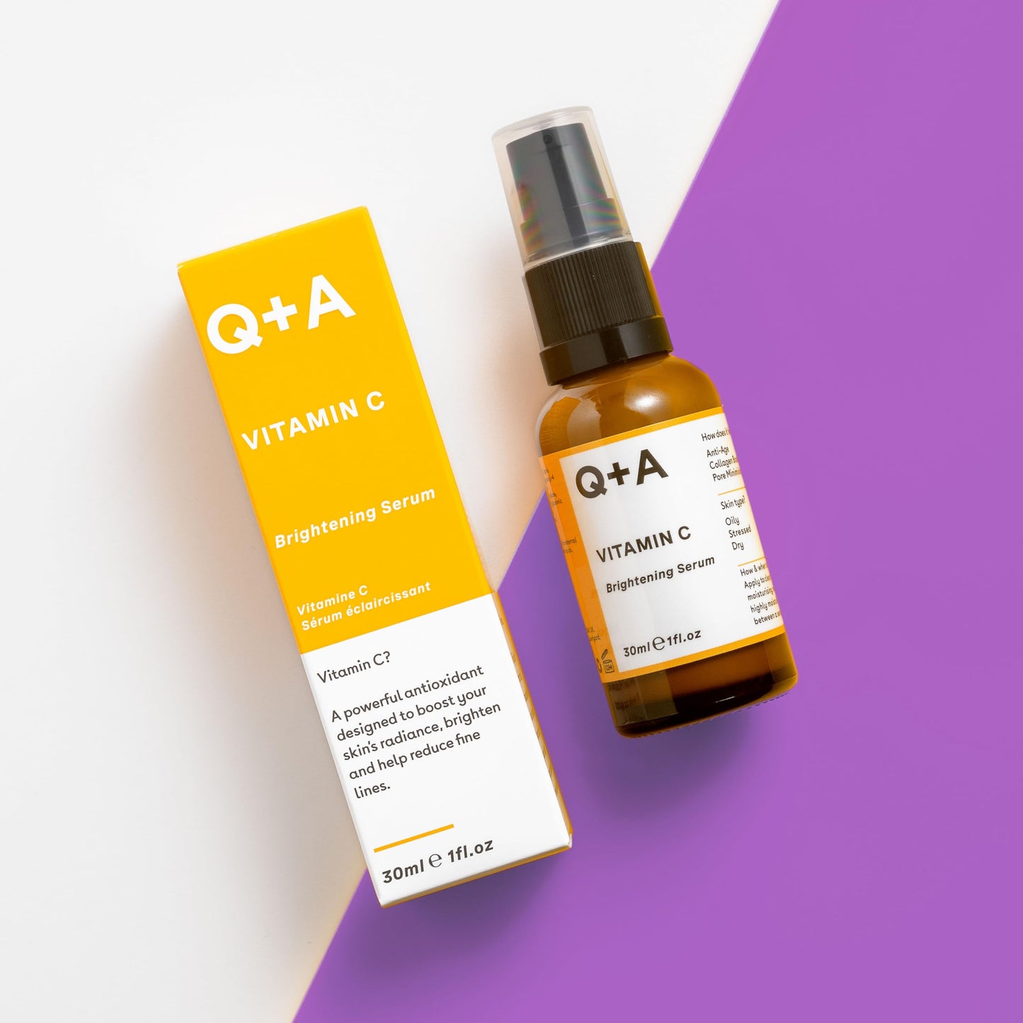 Q+A Vitamin C Brightening Face Serum (30ml), Vitamin C Serum for Face with Hyaluronic Acid, Hydrating and Anti-Ageing, Fragrance Free Skincare, Brightens Skin and Evens Out Skin Tone - Medaid International