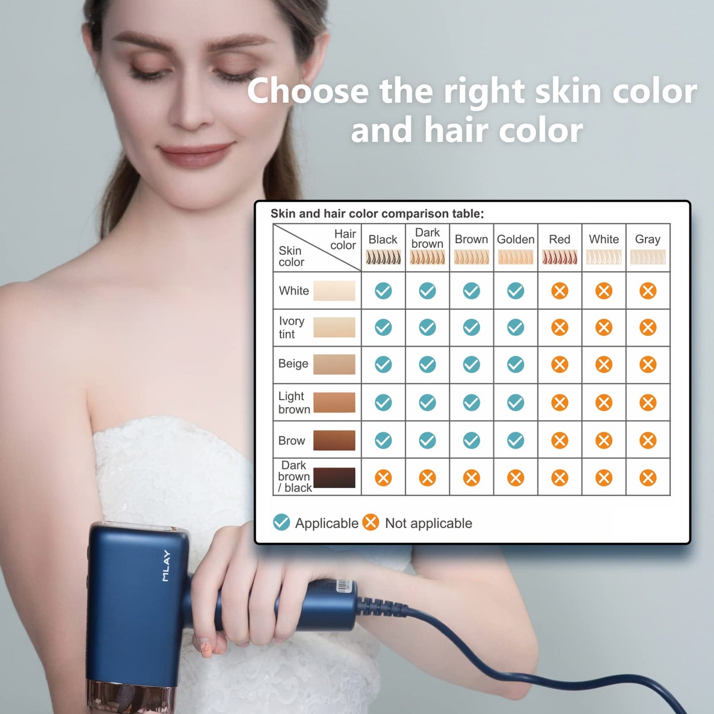 MLAY IPL Hair Removal Device, Ice Cooling Protection Laser Whole Body Hair Remover for Home Use Women and Men (1*HR+1*Bikini HR) - Medaid International
