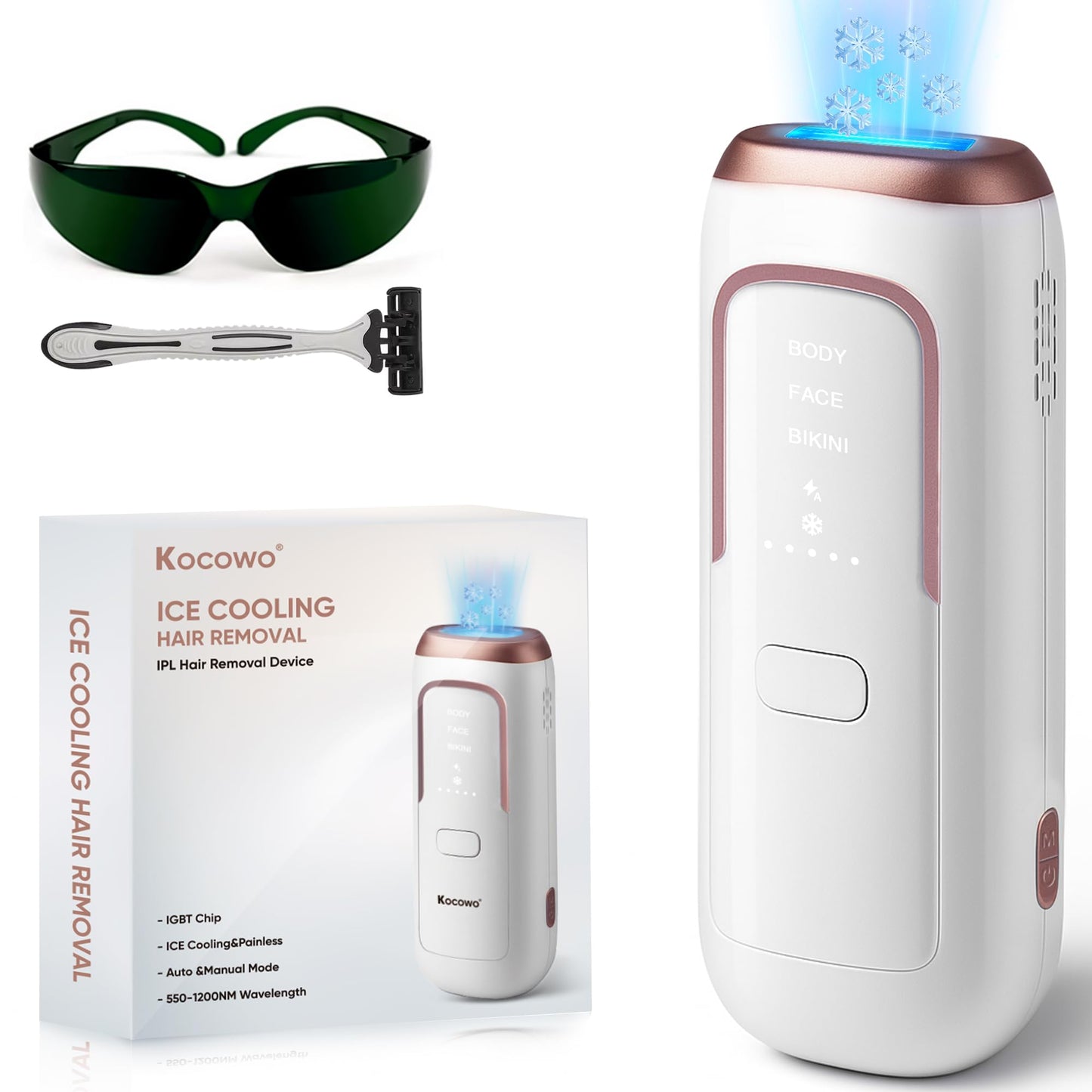 Laser Hair Removal for Women with 5℃ Ice Cooling, Painless IPL Laser Hair Removal Device, 3 Modes & 5 Strengths Tailored for Every Body Part, at Home Laser Hair Removal for Women Men on Face Body - Medaid International