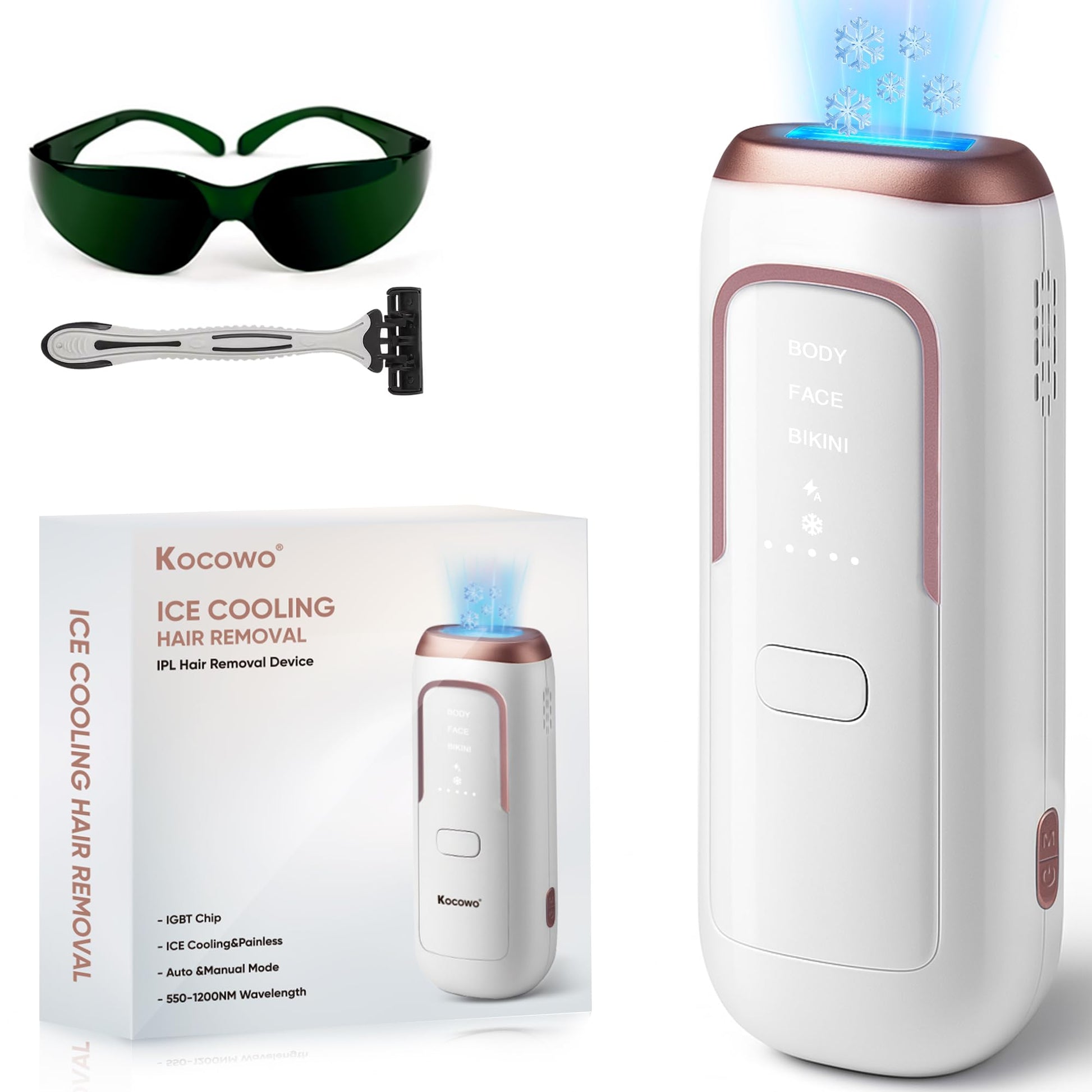 Laser Hair Removal for Women with 5℃ Ice Cooling, Painless IPL Laser Hair Removal Device, 3 Modes & 5 Strengths Tailored for Every Body Part, at Home Laser Hair Removal for Women Men on Face Body - Medaid International
