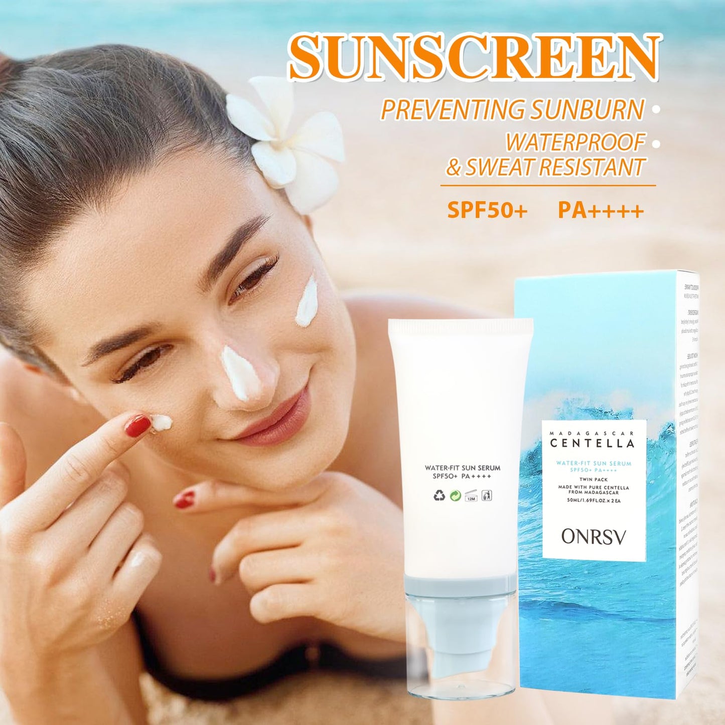 Madagascar Centella Sunscreen SPF50 Facial Serums, Moisturizing and Non-Sticky Centella Water-Fit Sun Protection for All Skin Types - Medaid International
