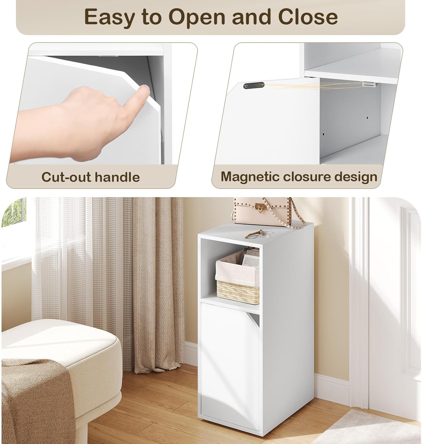 WOLTU Narrow Bedside Table (NTS16WS)