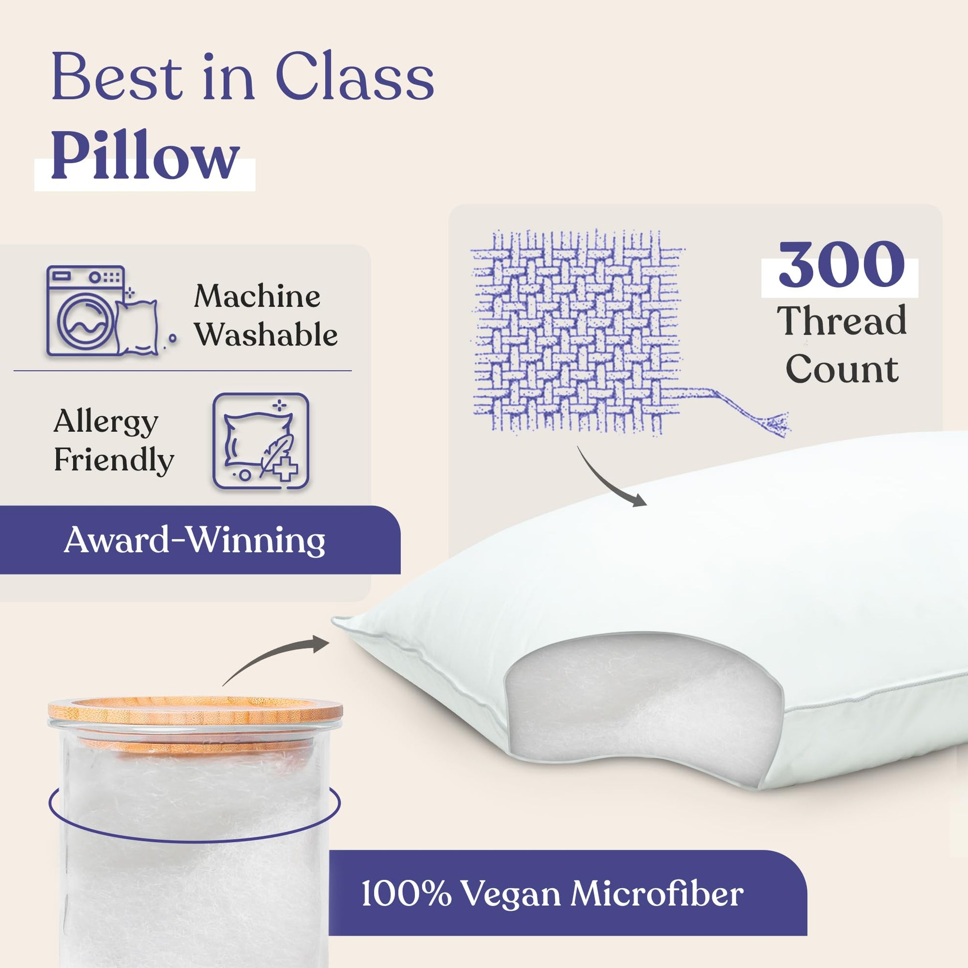 FluffCo Zen Fluff Down Standard/Queen Pillow with 600 Fill Power White Duck Down Stomach Sleeper Pillows - Luxury Hotel Quality 300 Thread Count - 100% Cotton Feather Pillows (Soft Queen Size 1 Pack) - Medaid International